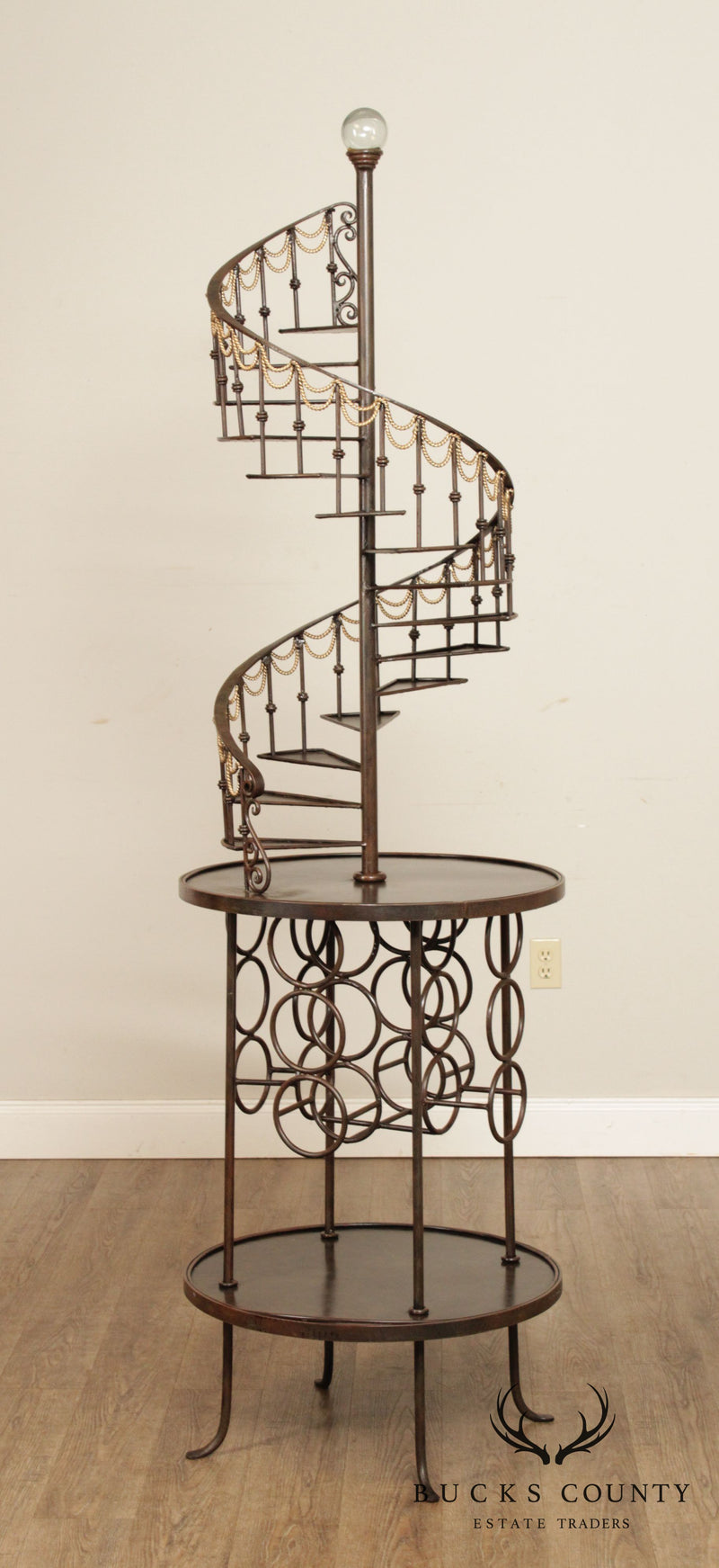 Quality Wrought Iron Spiral Staircase Etagere Wine Rack