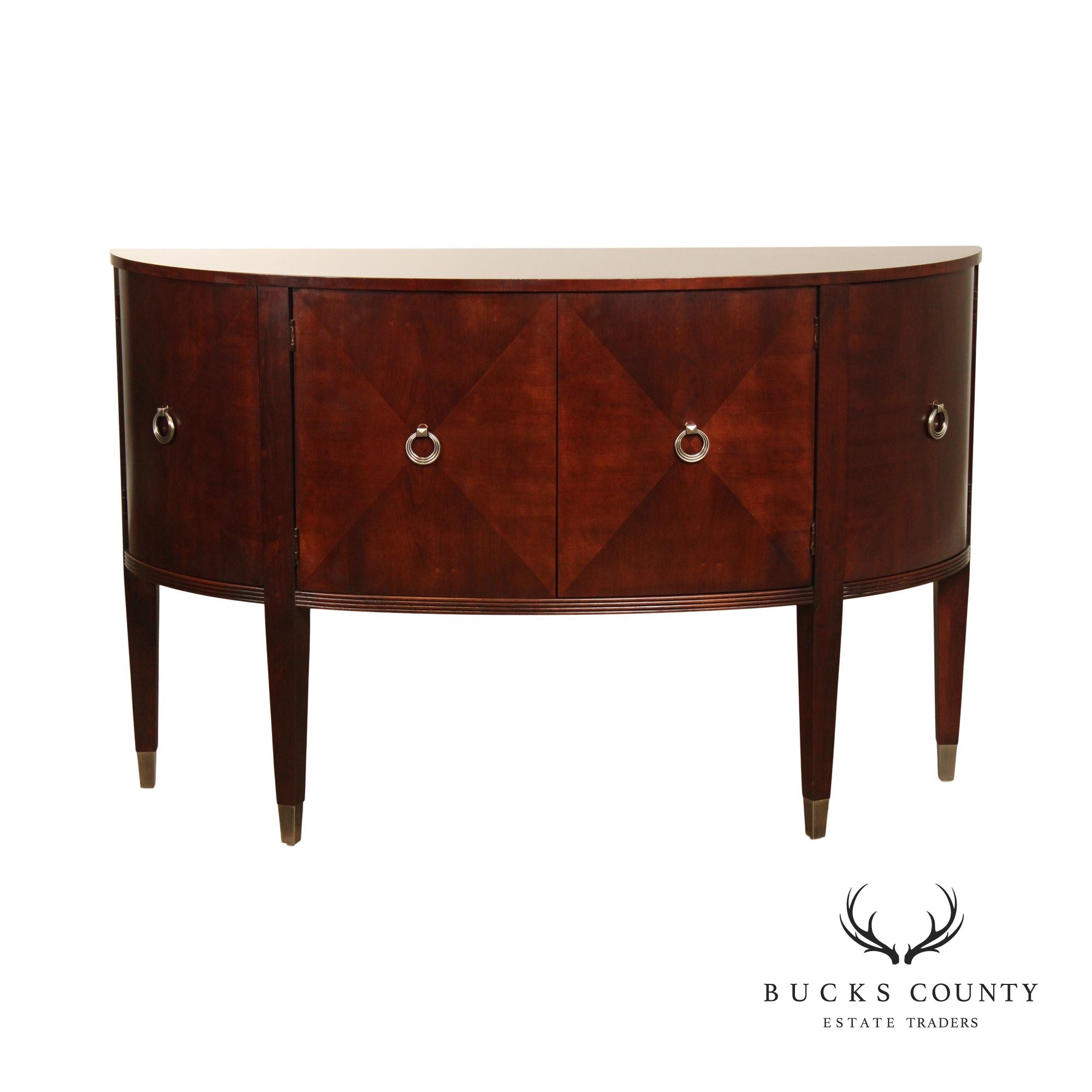 Ethan Allen Art Deco Style Cherry Demilune Console Cabinet