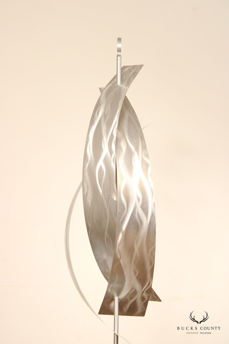 Contemporary Abstract Kinetic Metal Sail Large Sculpture