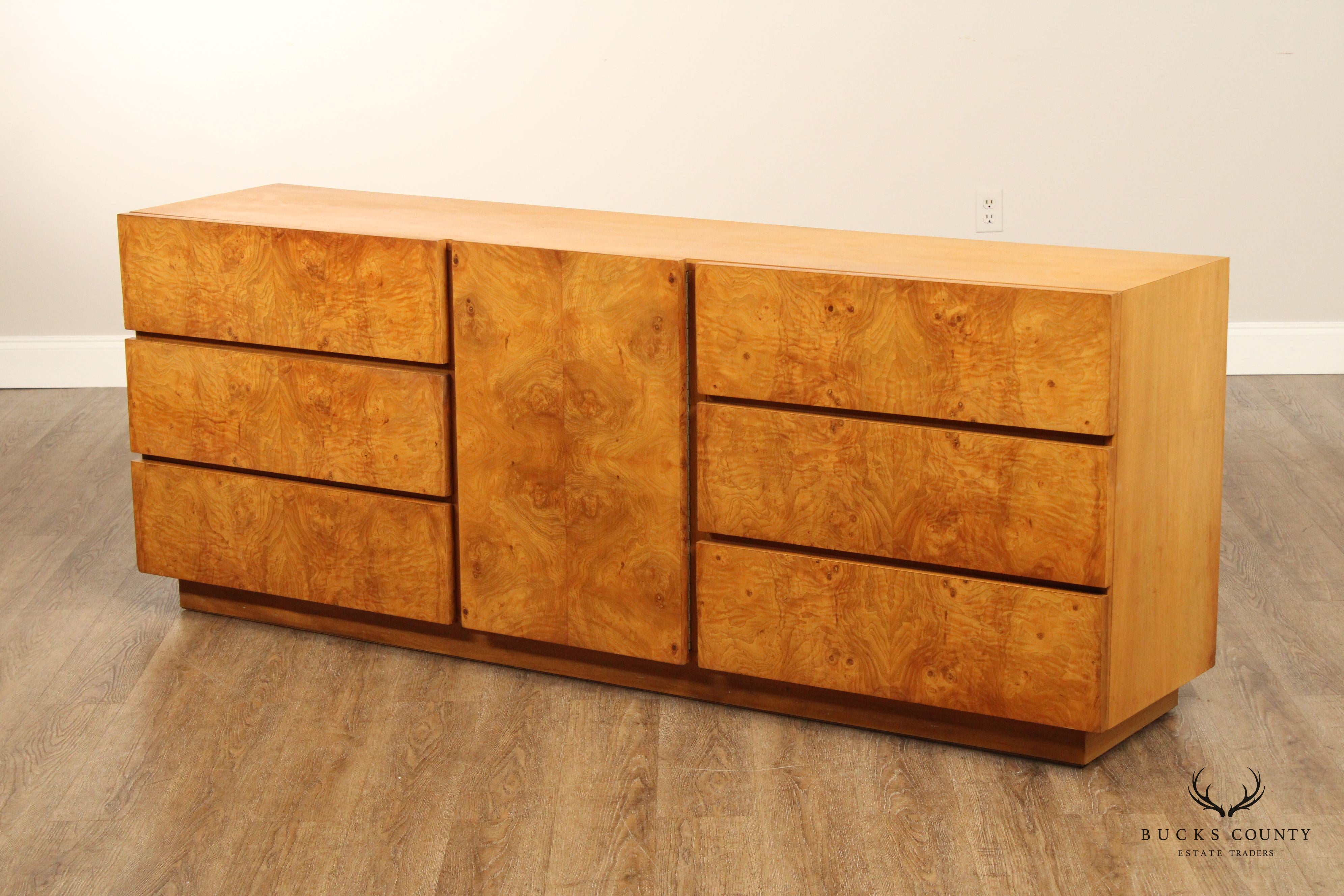 Lane Mid Century Modern Burlwood Long Dresser