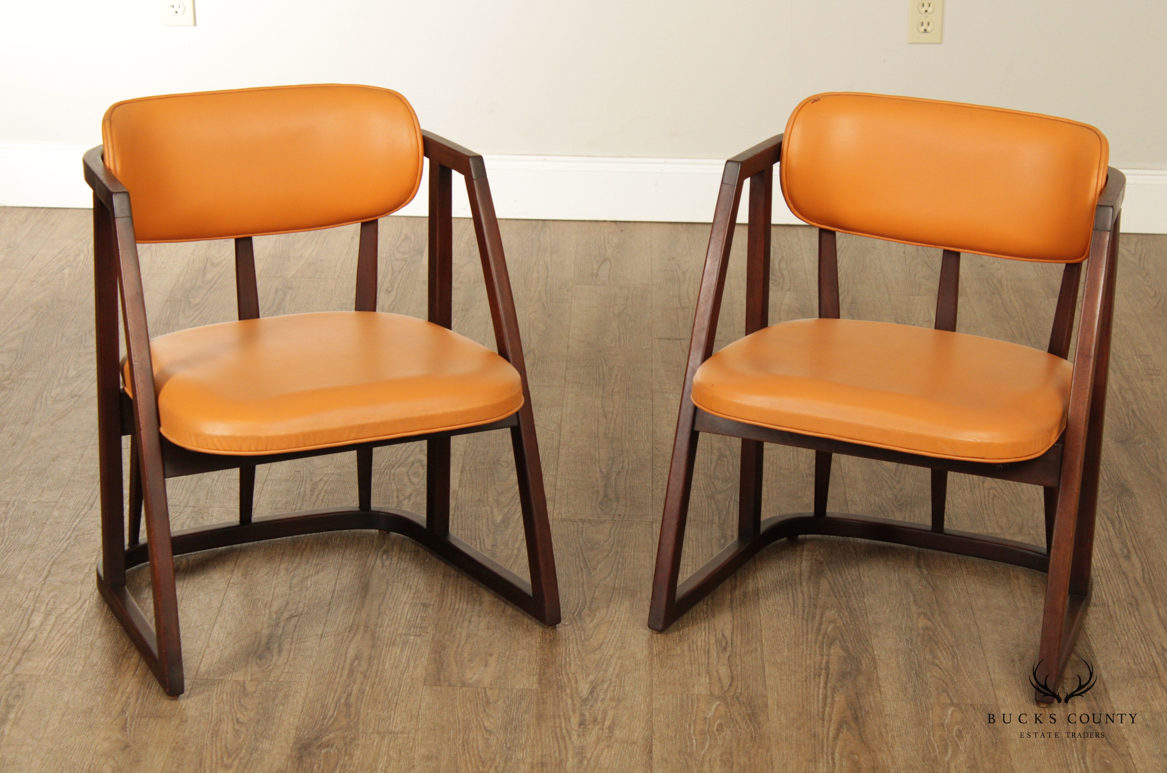 Mid Century Modern Pair of Edward Wormley for Dunbar Mahogany Armchairs