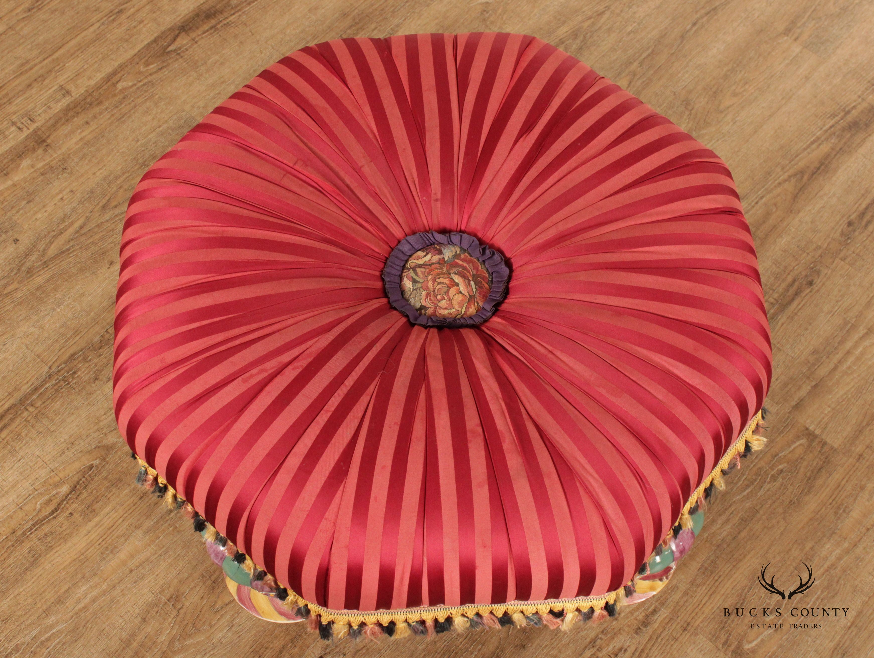 Mackenzie-Childs 'On Wall Street' Round Tufted Ottoman