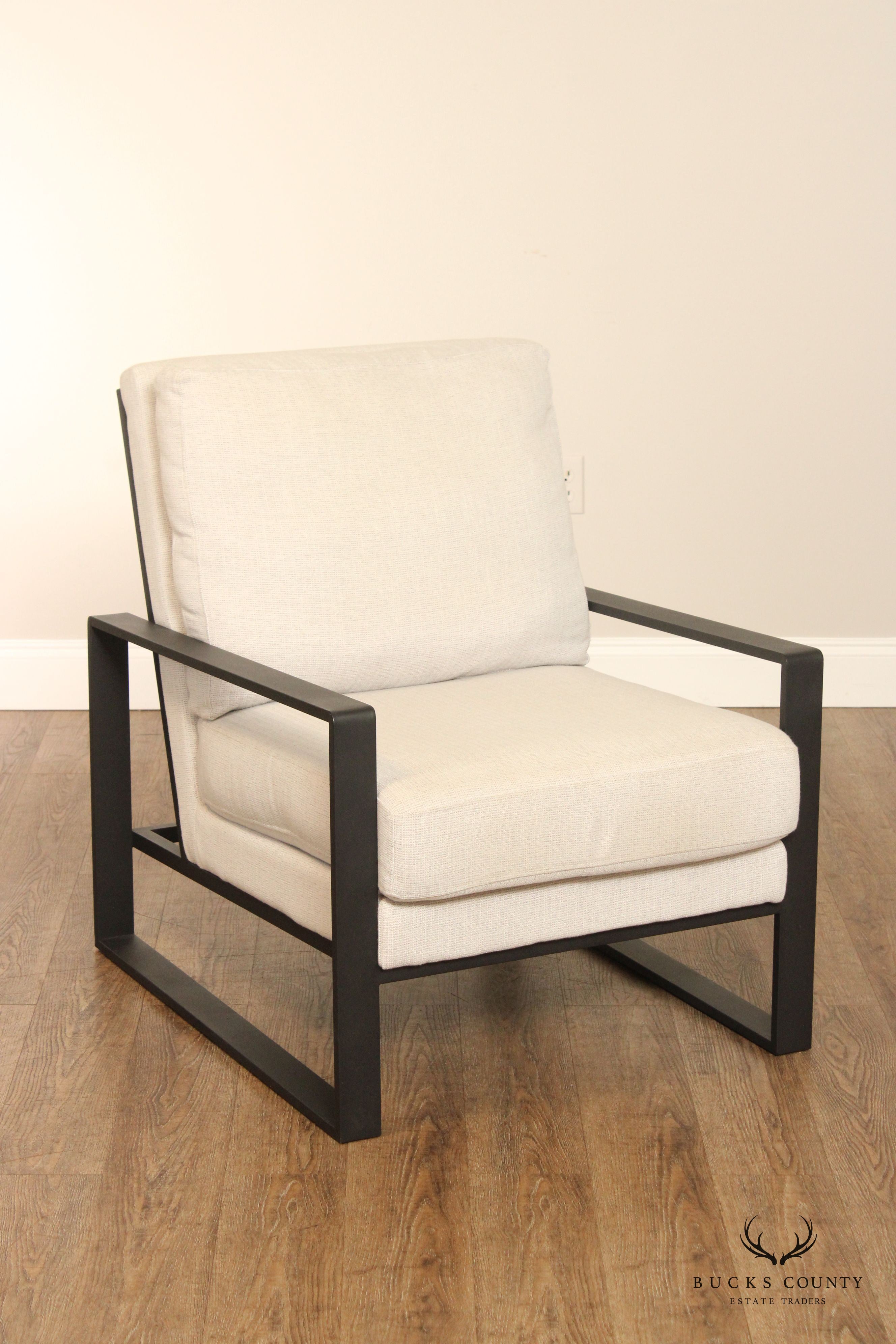 Modern Pair of Aluminum Frame Lounge Armchairs