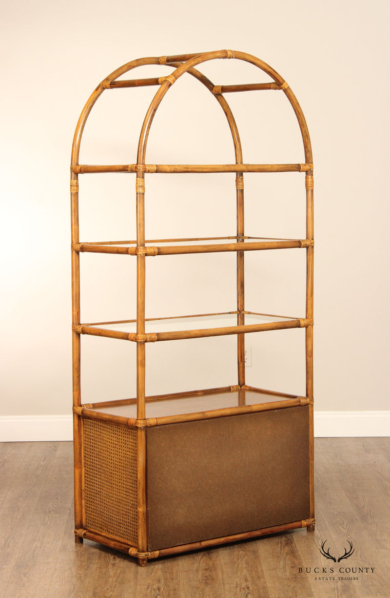 Vintage Faux Bamboo Etagere with Glass Shelves