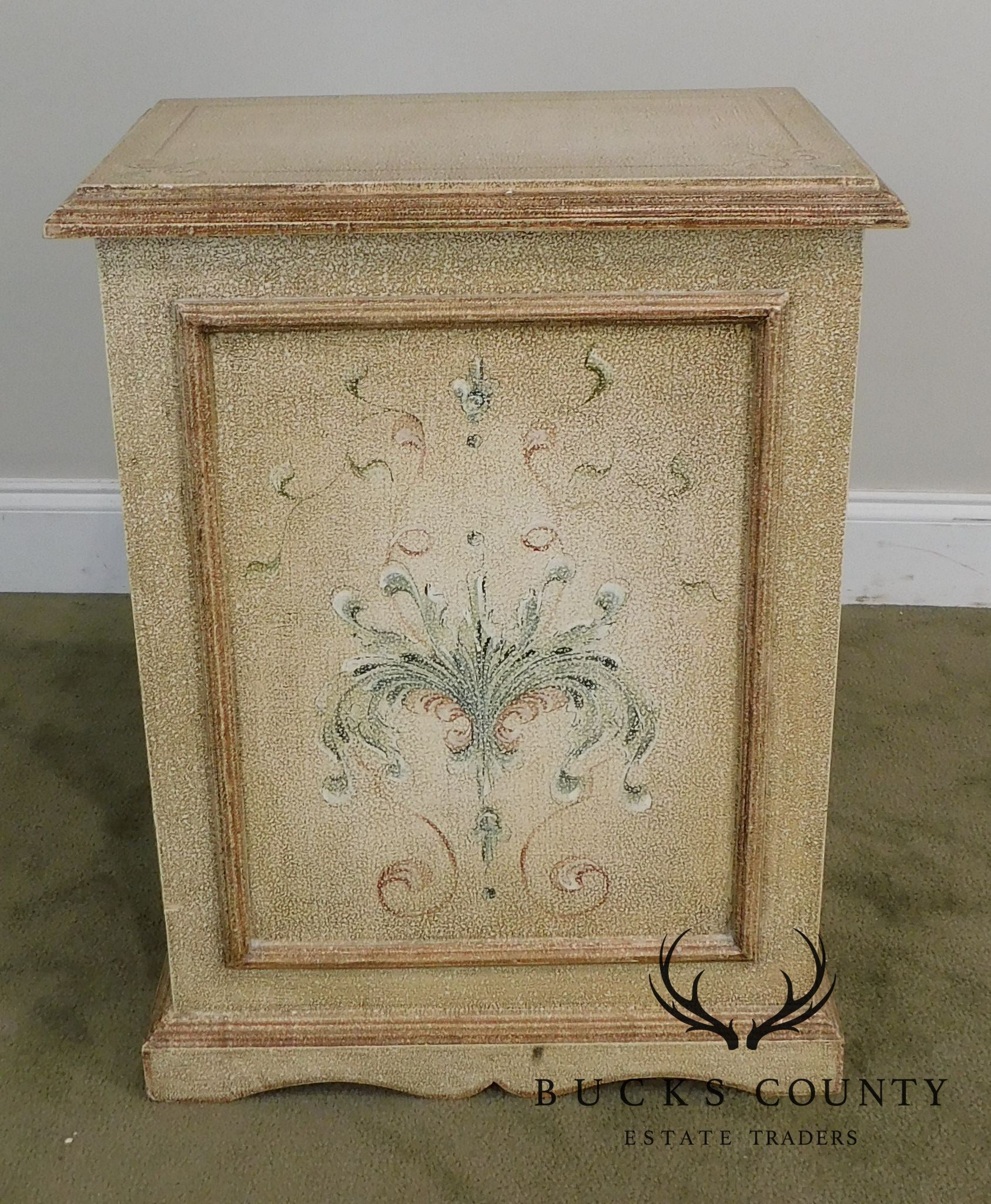 Florentine Style Paint Decorated Lidded Hamper