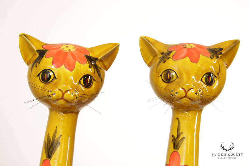Norcrest Mid Century Modern Pair of Painted Ceramic Cats