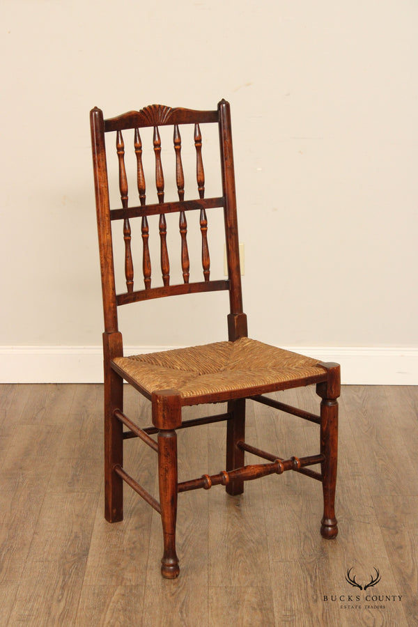 English Lancashire Spindle Back Rush Side Chair