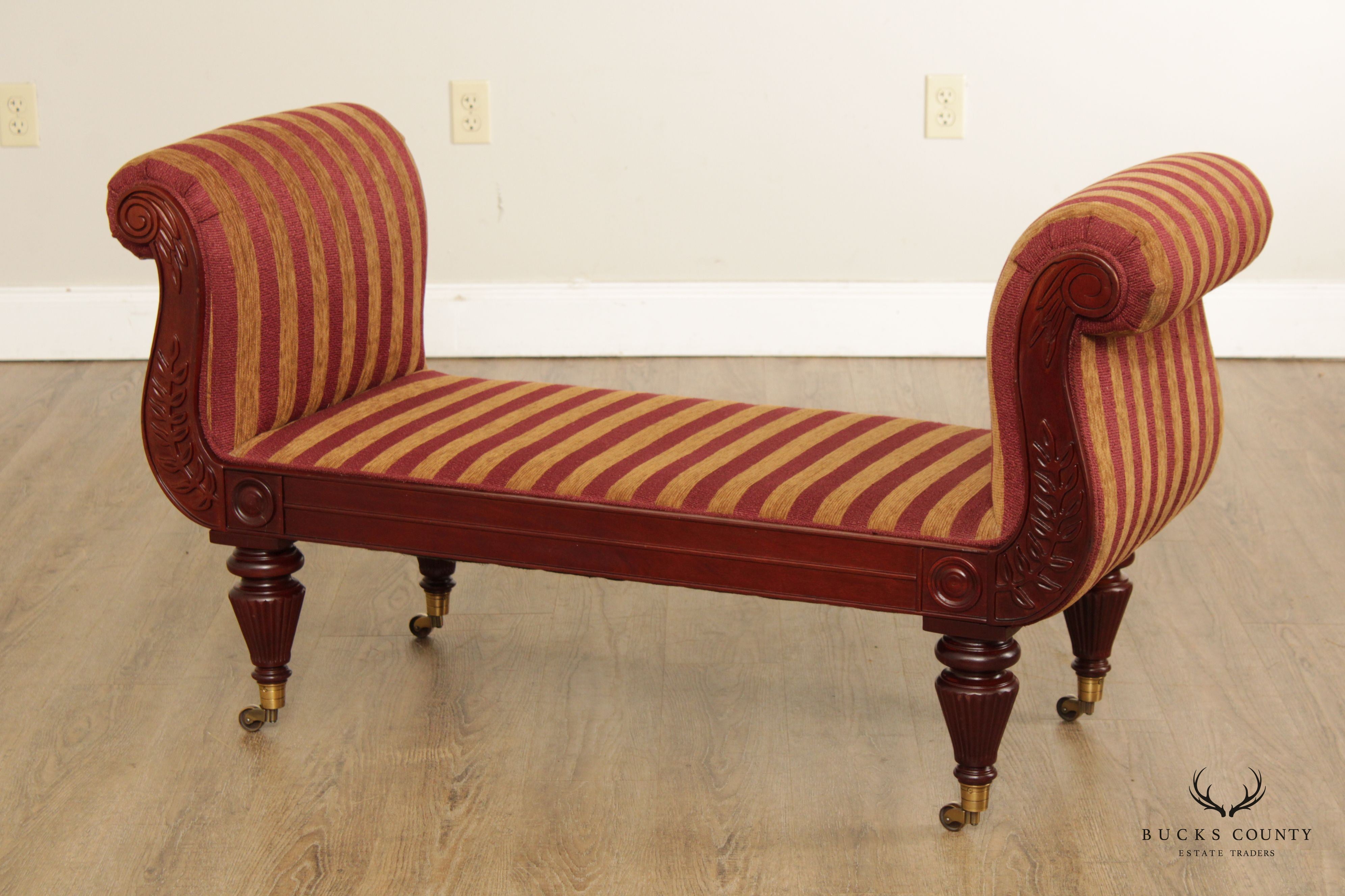 William IV Style Carved Mahogany Window Bench