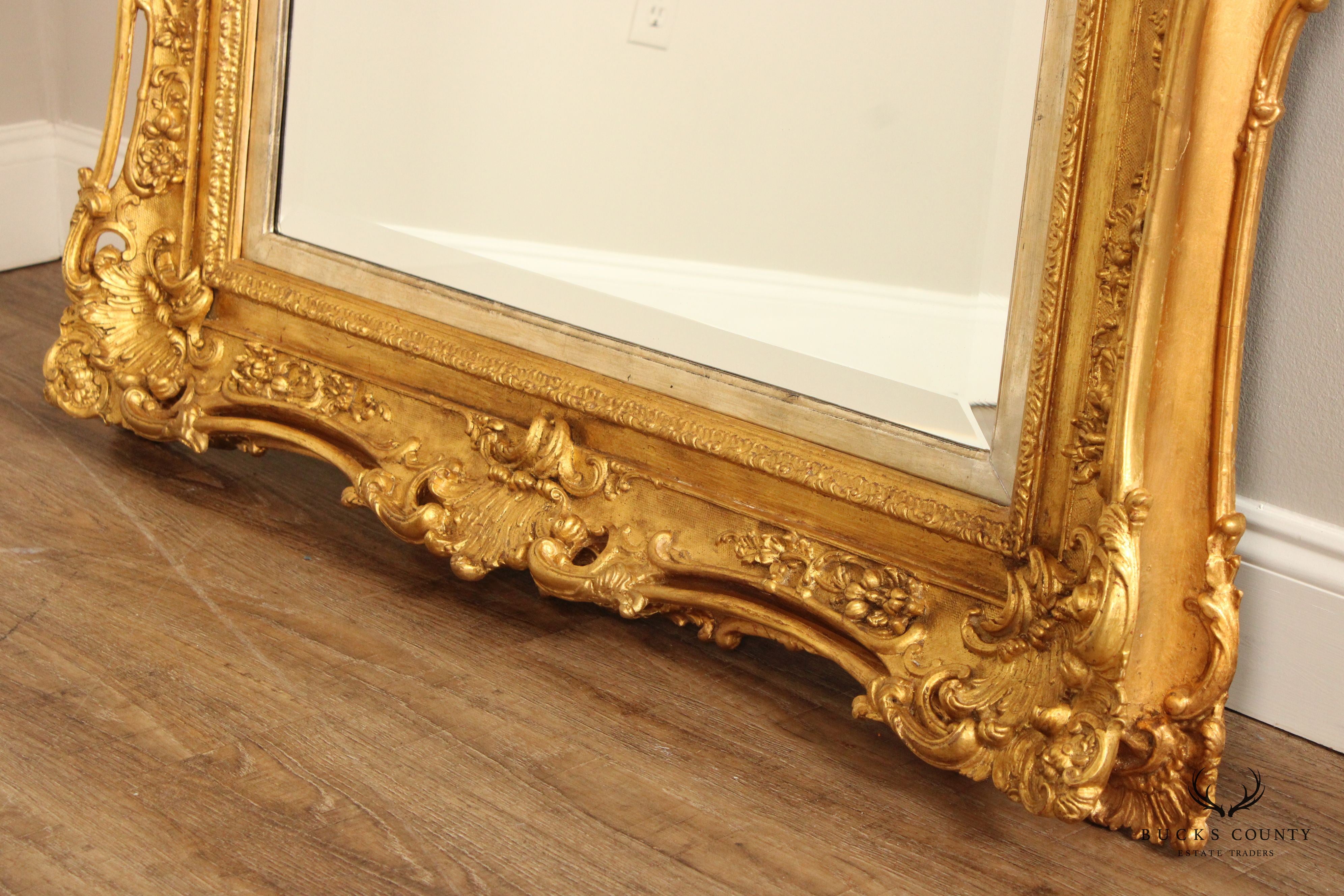 Antique French Baroque Style Giltwood Wall Mirror