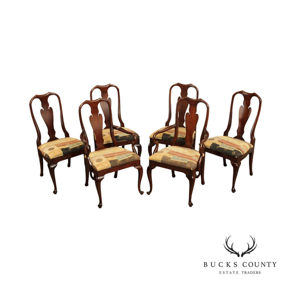 Queen Anne Style Set of Six Mahogany Dining Chairs