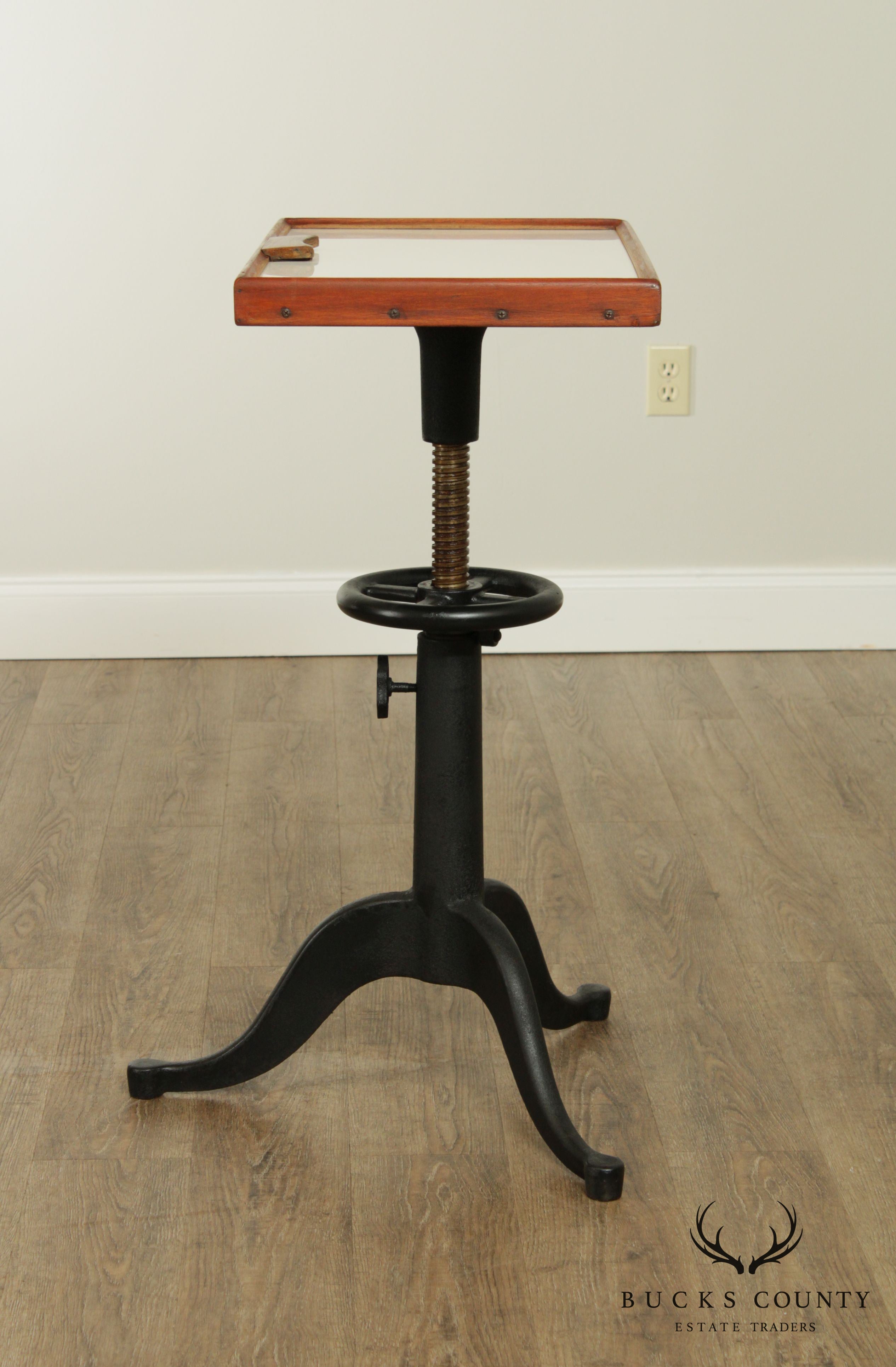 Bausch & Lomb Industrial Adjustable Iron Base Optometry Side Table