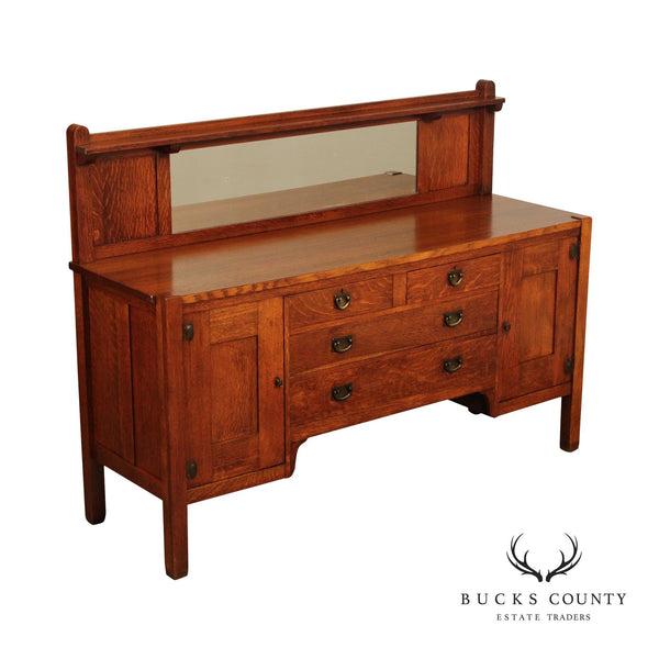 Stickley Brothers Quaint Furniture Antique Mission Oak Mirrored Sideboard