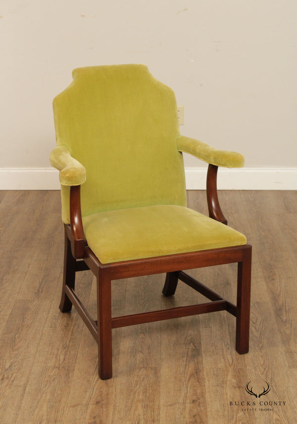 Kittinger Colonial Williamsburg Chippendale Style Mahogany Frame Custom Upholstered Armchair