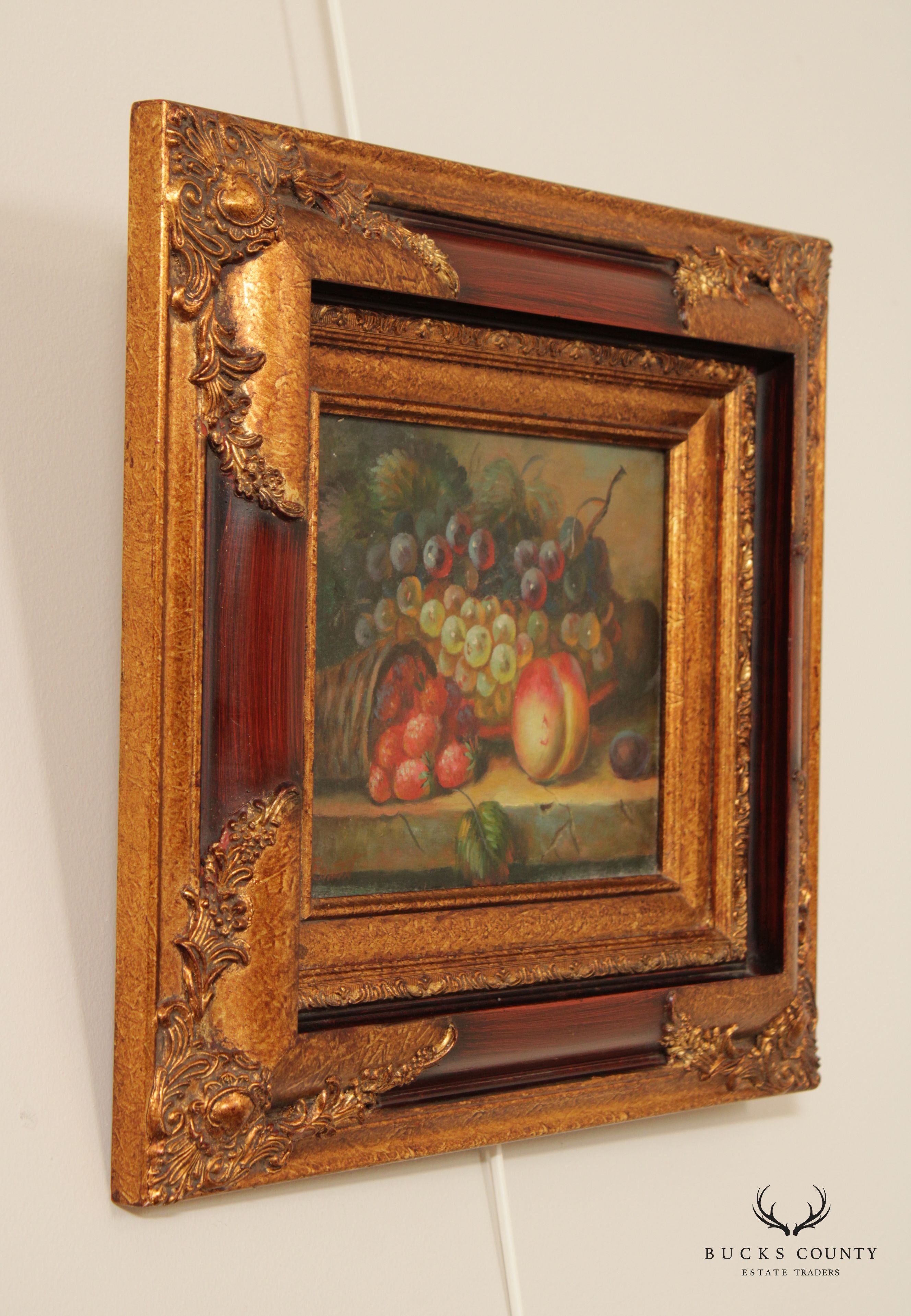 Vintage 20th C. Fruit Still Life Original Oil Painting, Signed