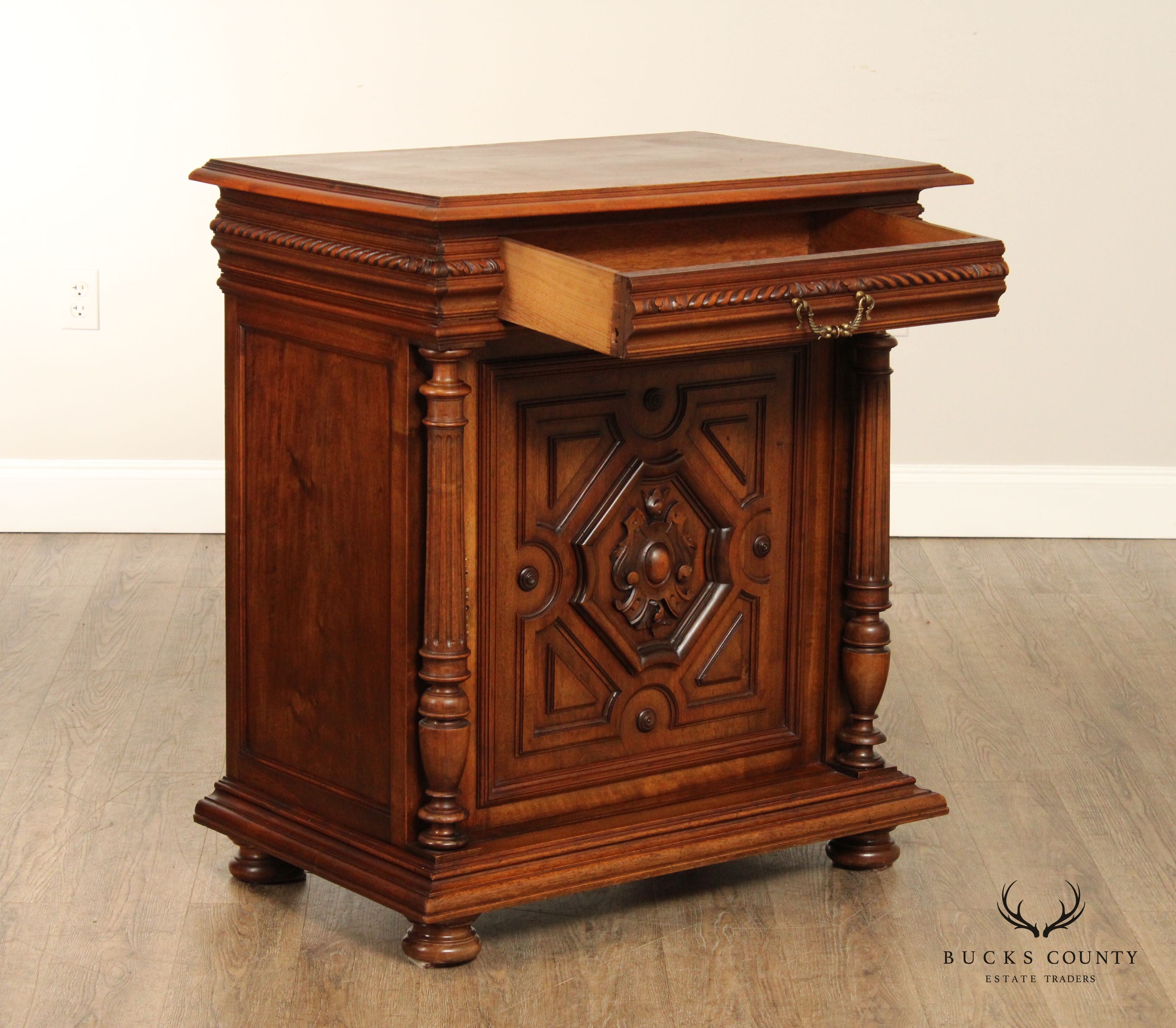 French Style Carved Walnut Confiturier Cabinet