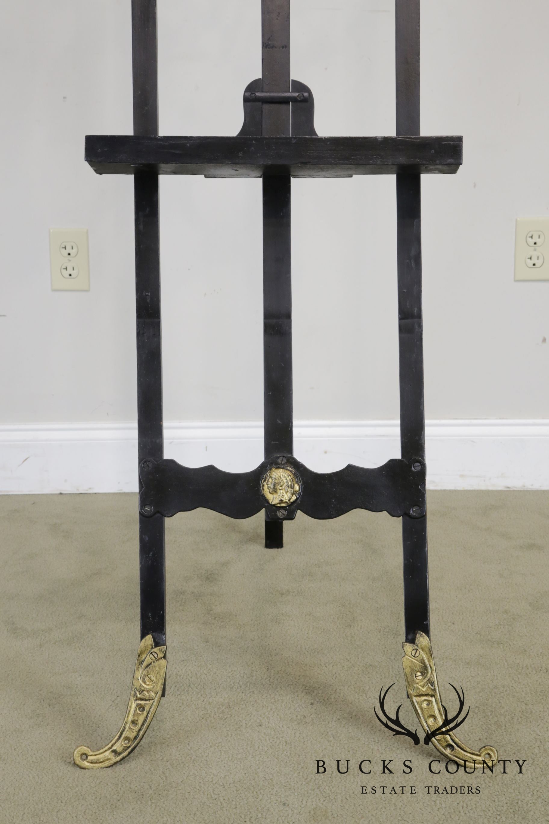 Antique Napoleonic Influenced French Empire Ebonized Black & Gold Easel