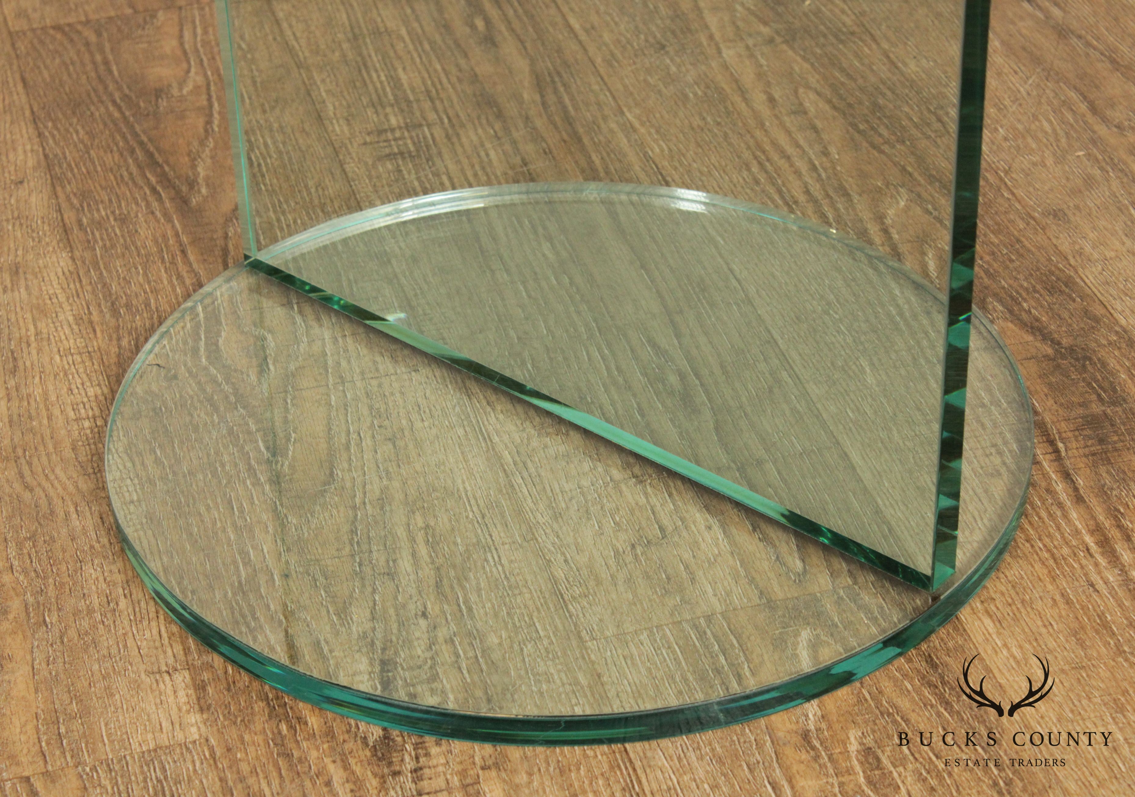 Postmodern Glass & Marble Pedestal Side Table