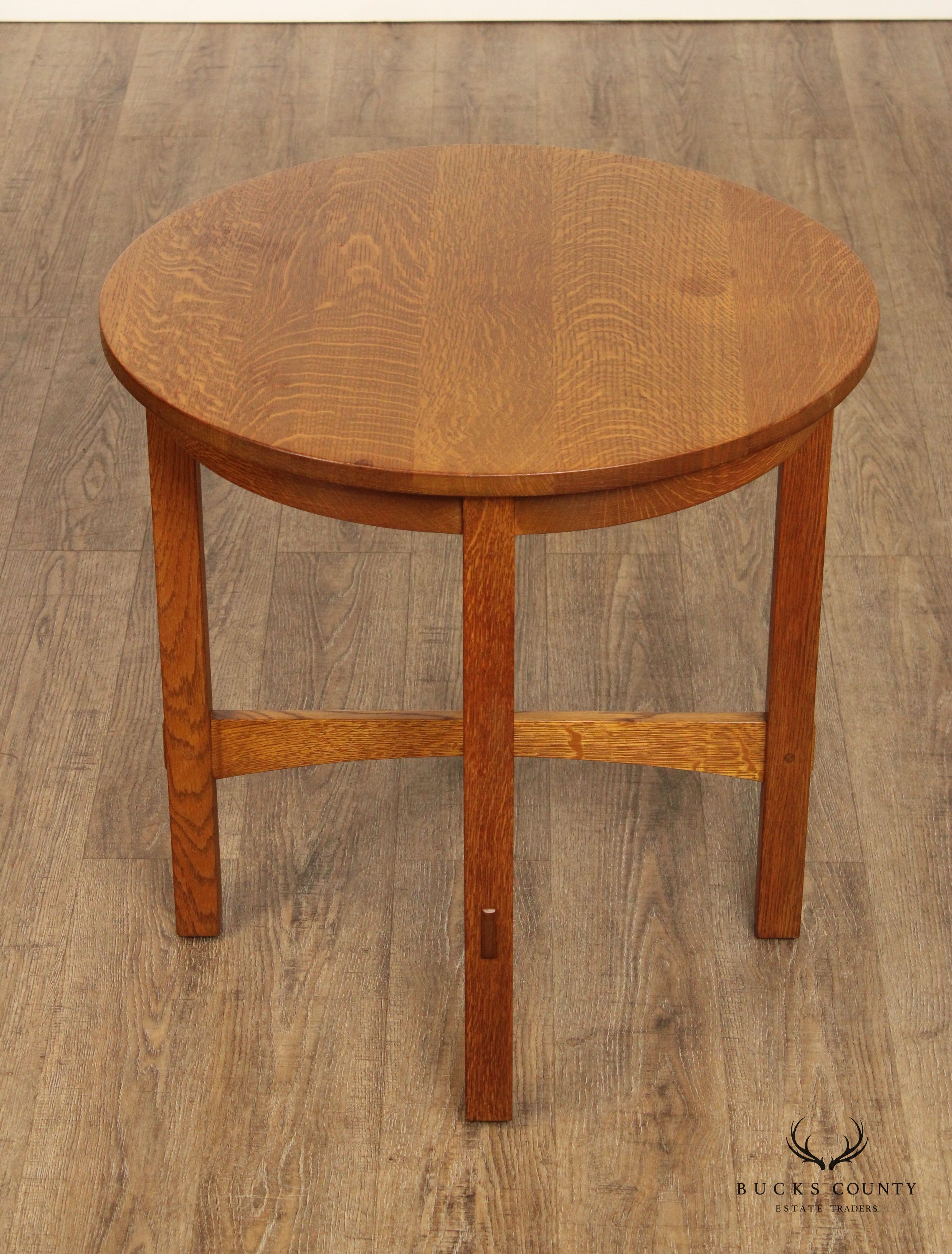 Stickley Mission Collection Oak Round Lamp Table