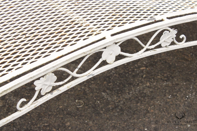 Vintage Rose Pattern Wrought Iron Garden Chaise Lounge