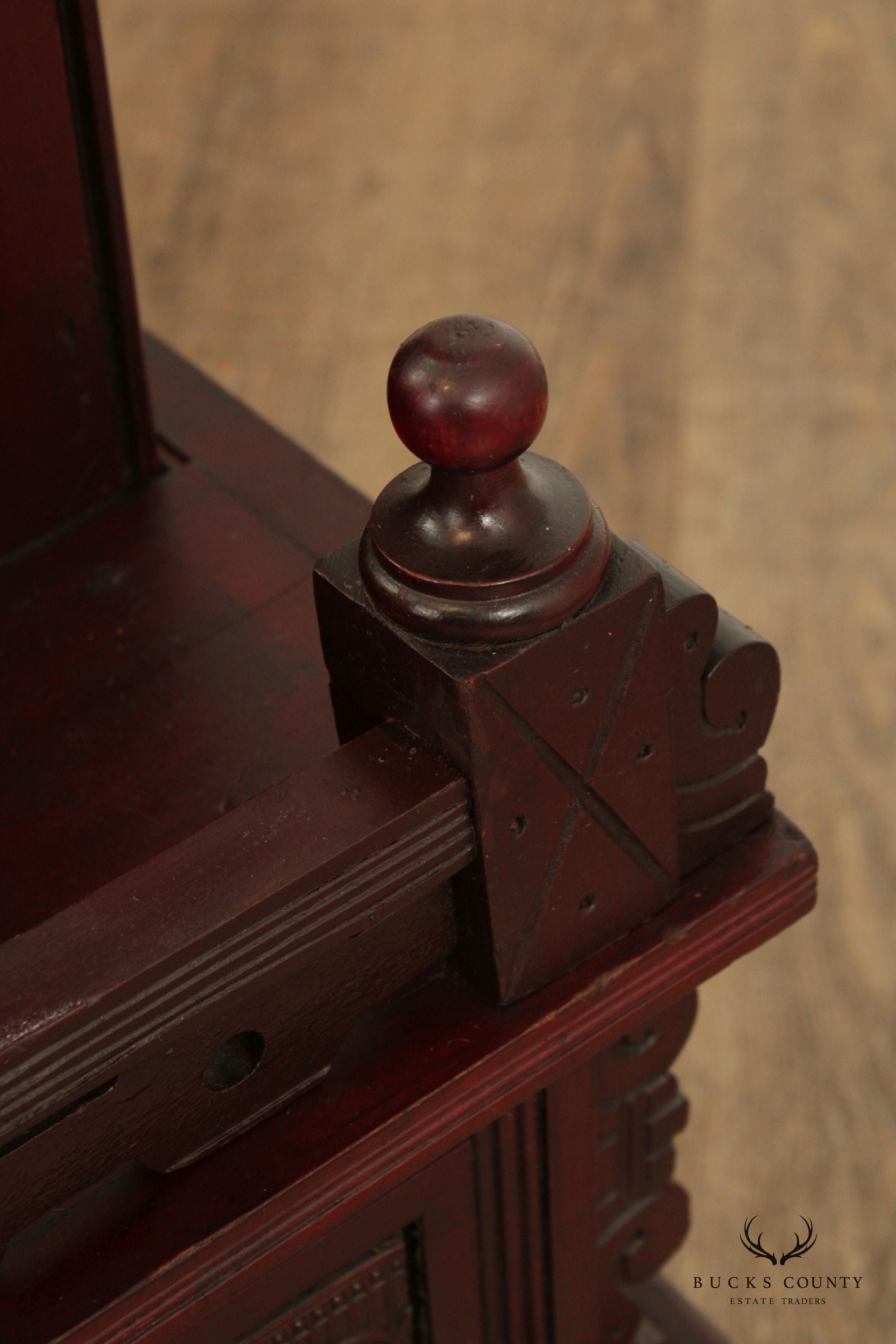 Antique Victorian Aesthetic Movement Carved Mahogany Hall Mirror