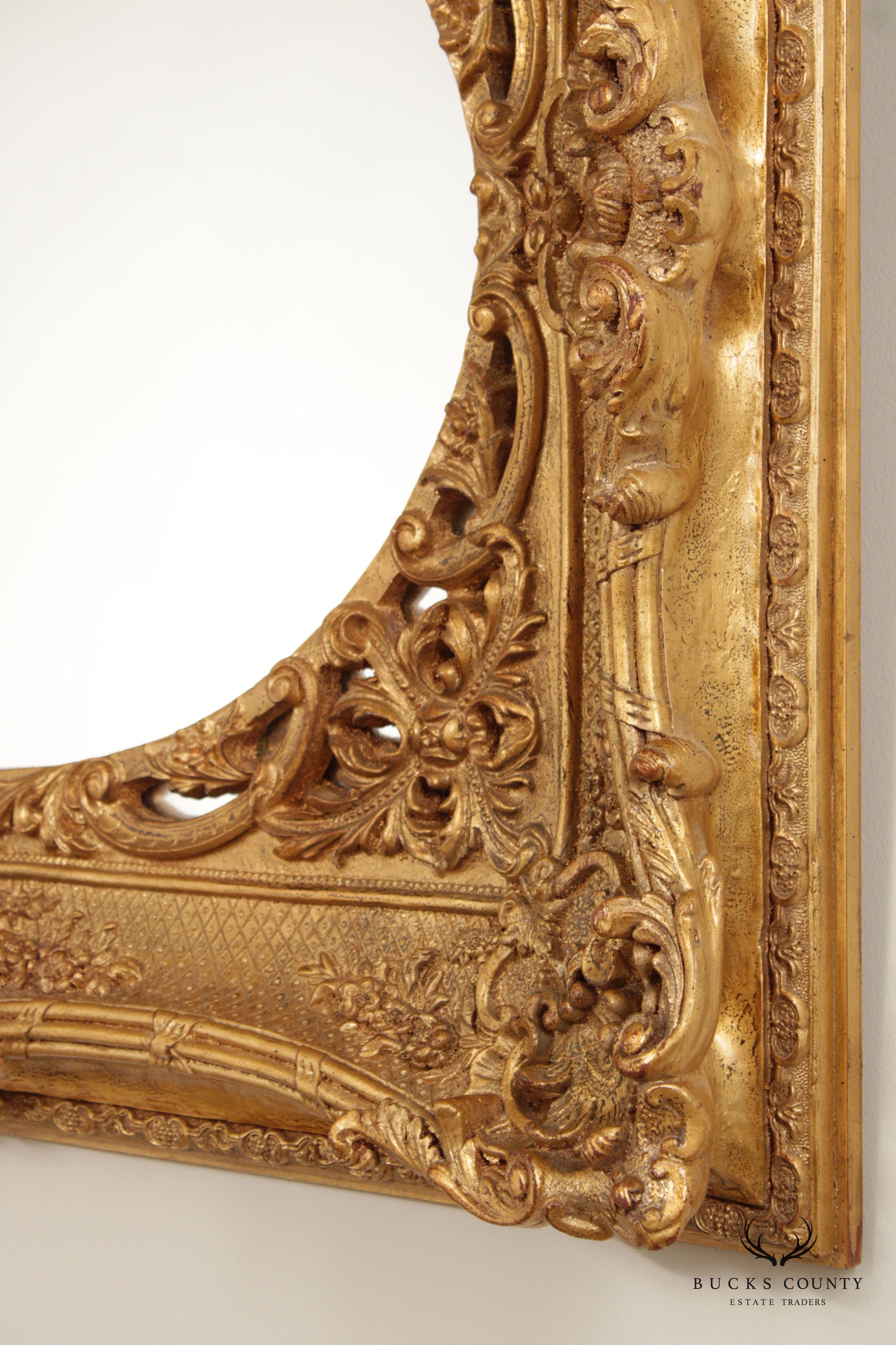 French Rococo Ornate Gilt Frame Oval Wall Mirror