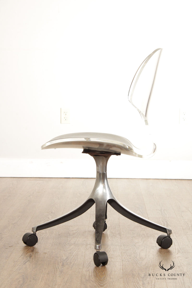 Mid Century Modern Lucite Swivel Desk Chair