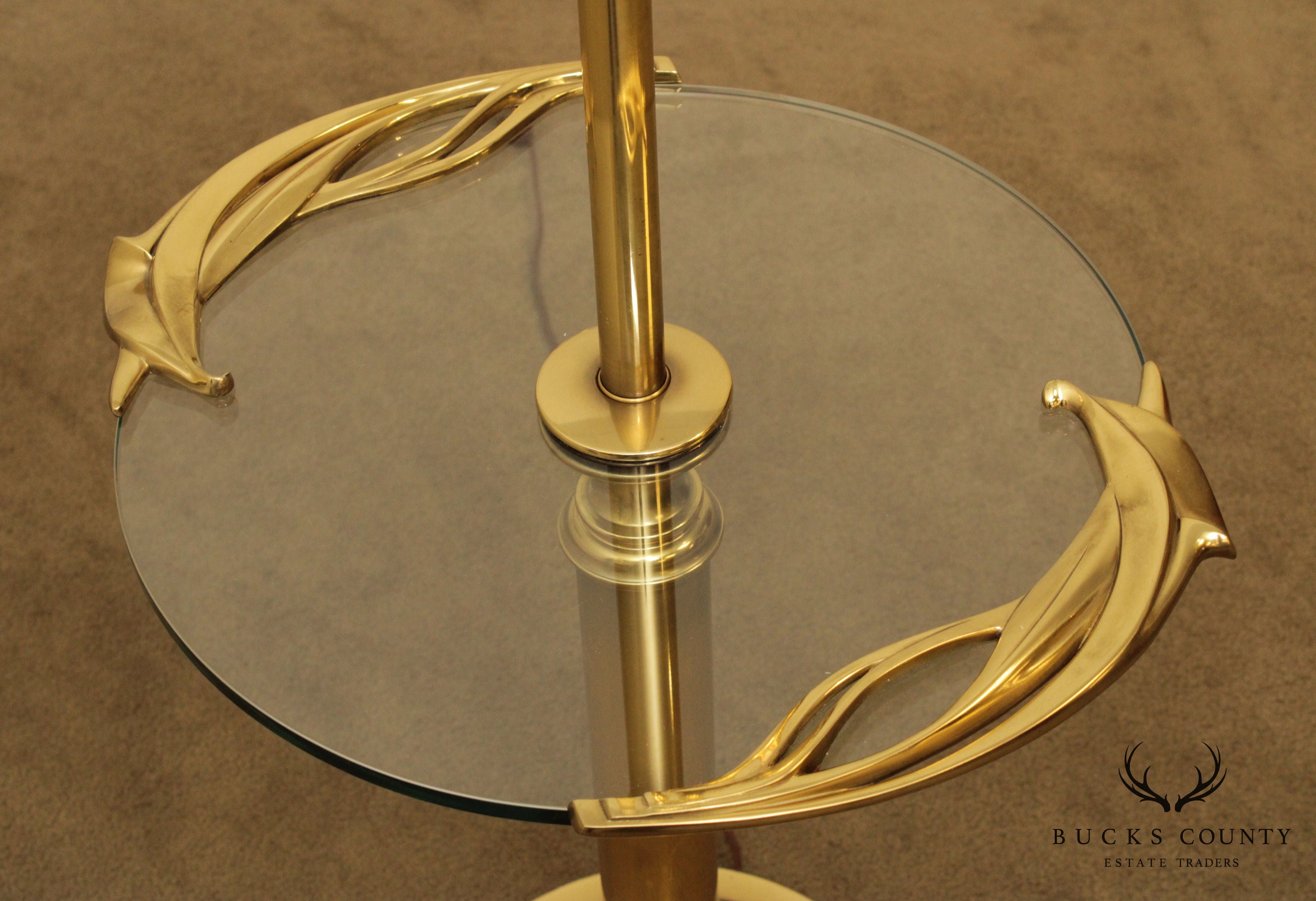 Stiffel Vintage Brass Art Nouveau Style Table Floor Lamp