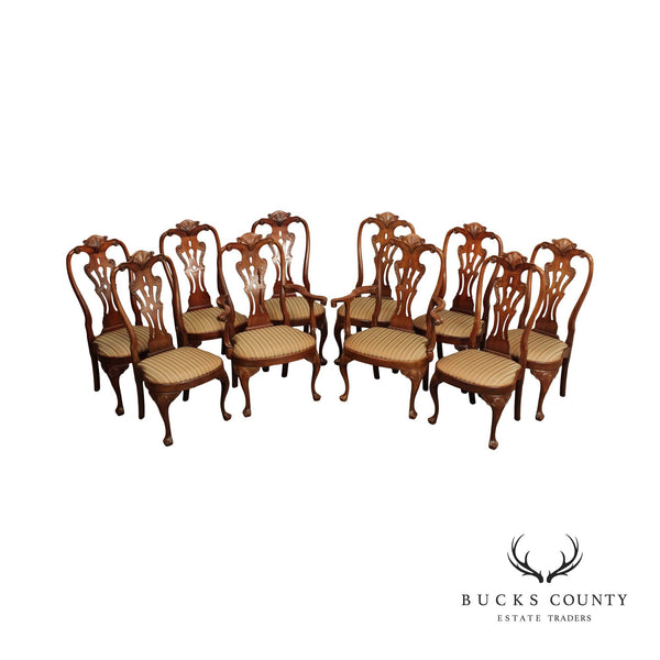 Henredon Philadelphia Queen Anne Carved Set Ten Dining Chairs