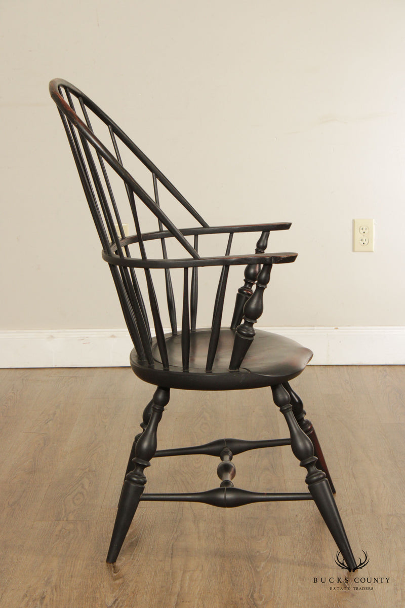 Early American Style Pair of Ebonized Windsor Armchairs