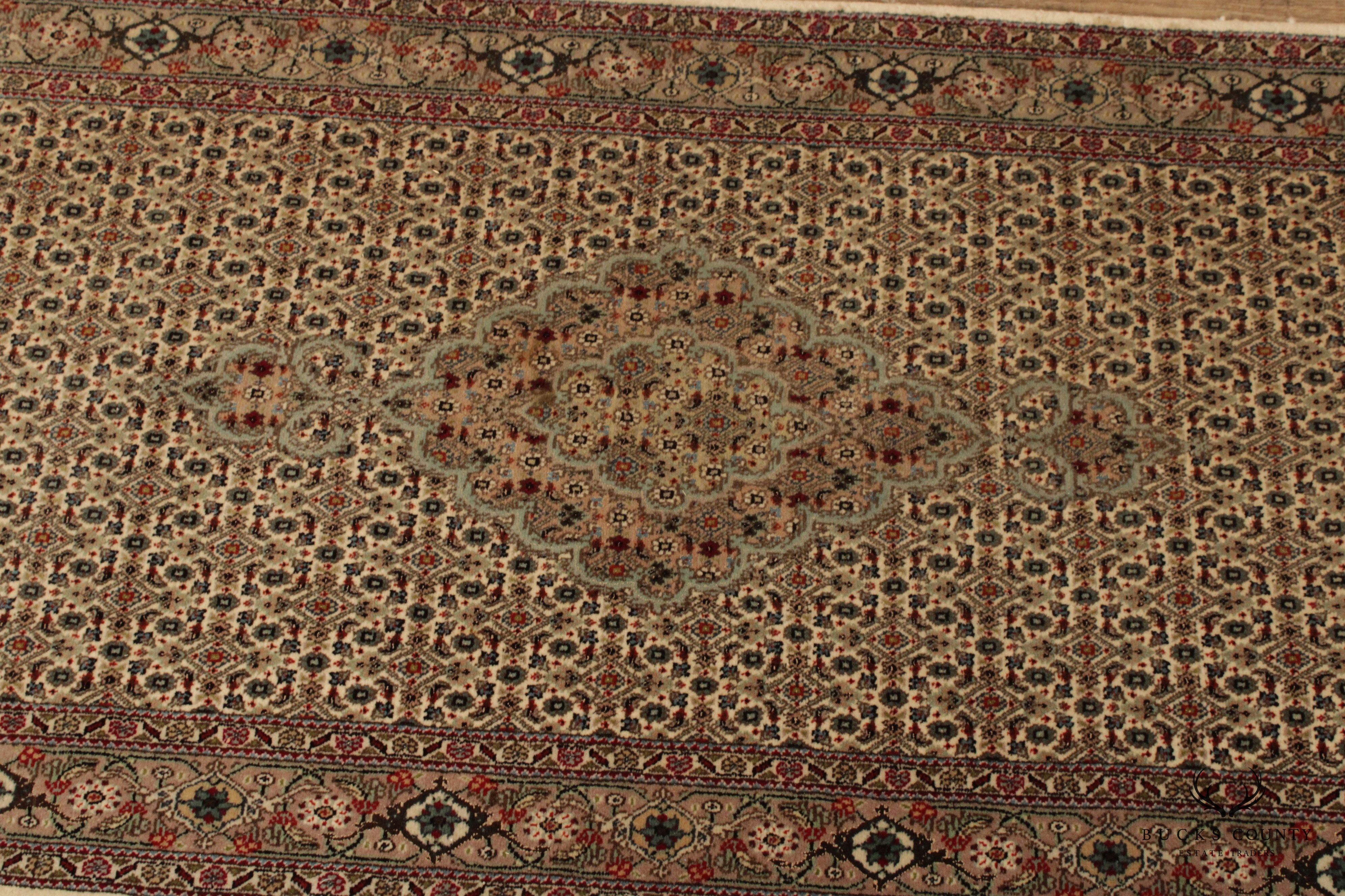 Persian Tabriz Mahi 2'8 Inch x 13'4 Inch Silk Wool Runner Rug