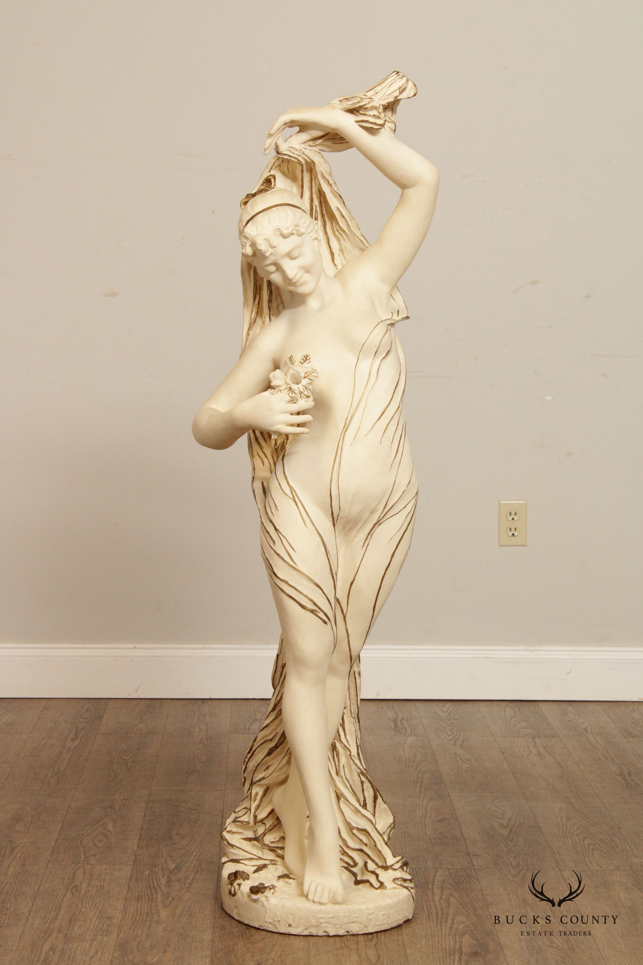 Vintage French 'La Danse de Fleurs' Life-Size Figural Plaster Statue