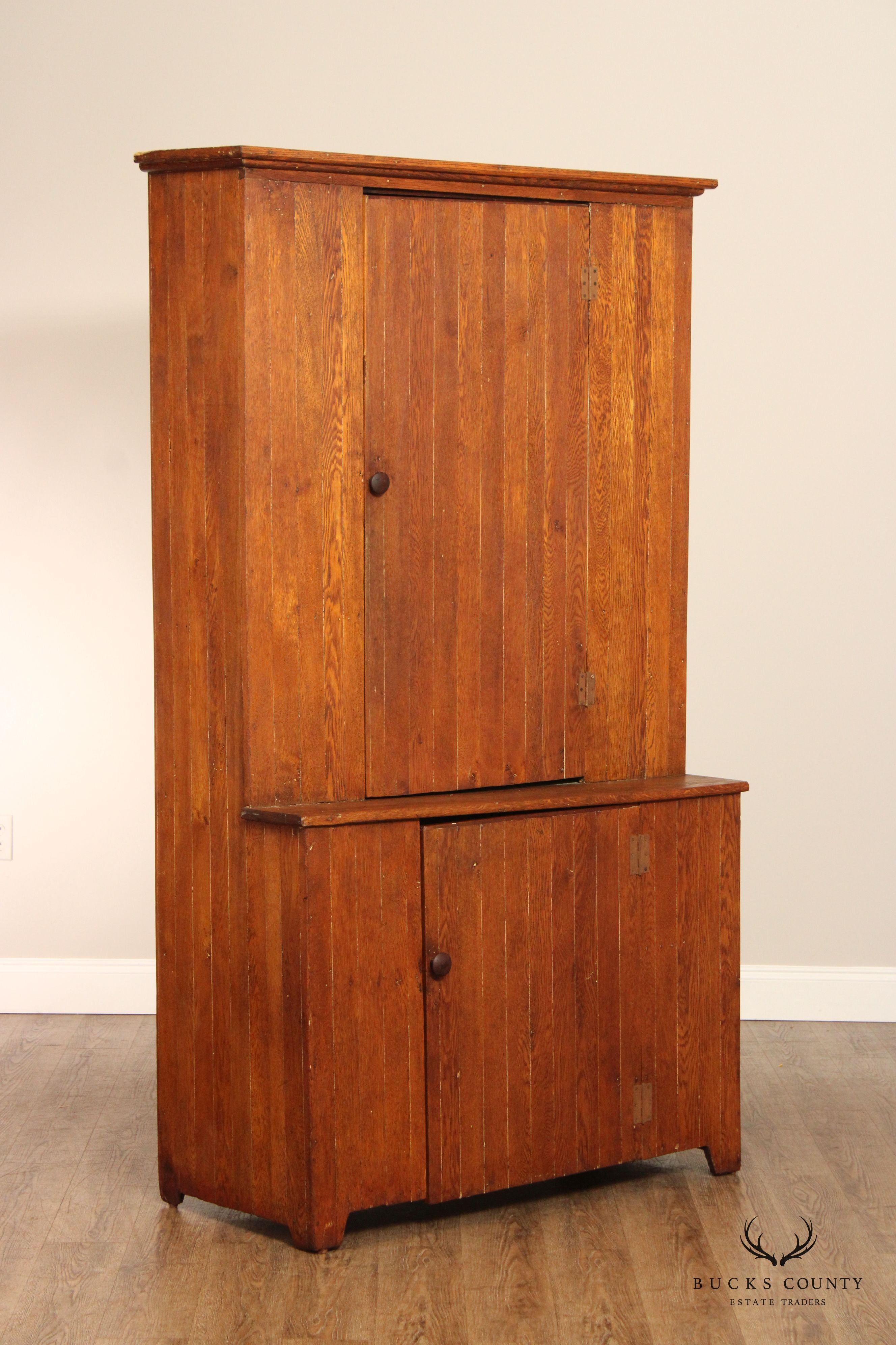 Antique Pennsylvania Oak Stepback Cupboard