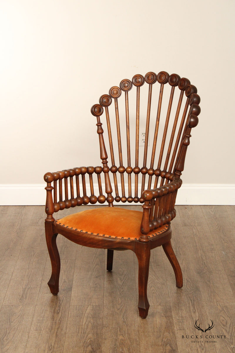 Huntzinger Antique Victorian Aesthetic Movement Carved Mahogany 'Lolipop' Armchair