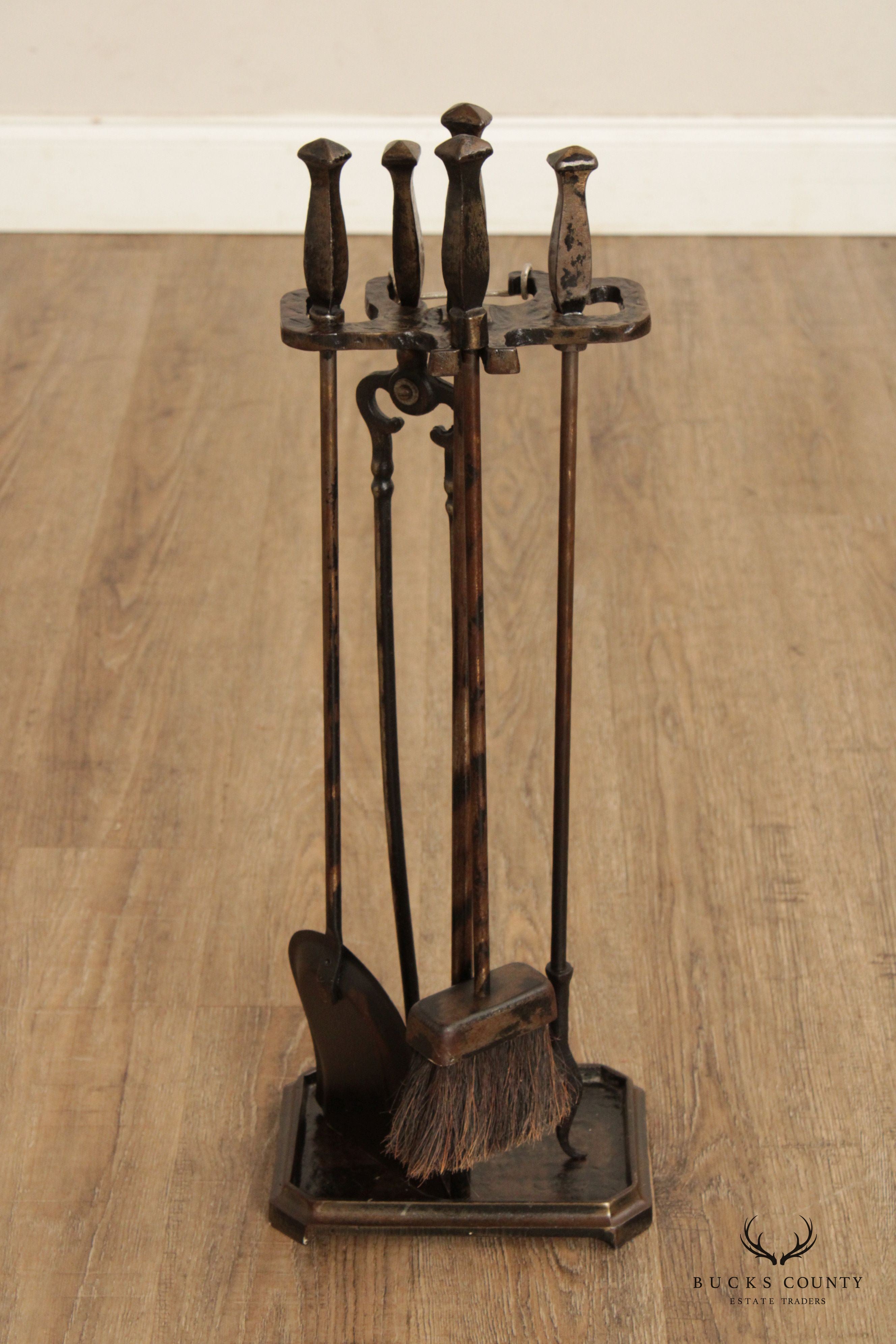 Vintage Four-Piece Set Iron Fireplace Tools