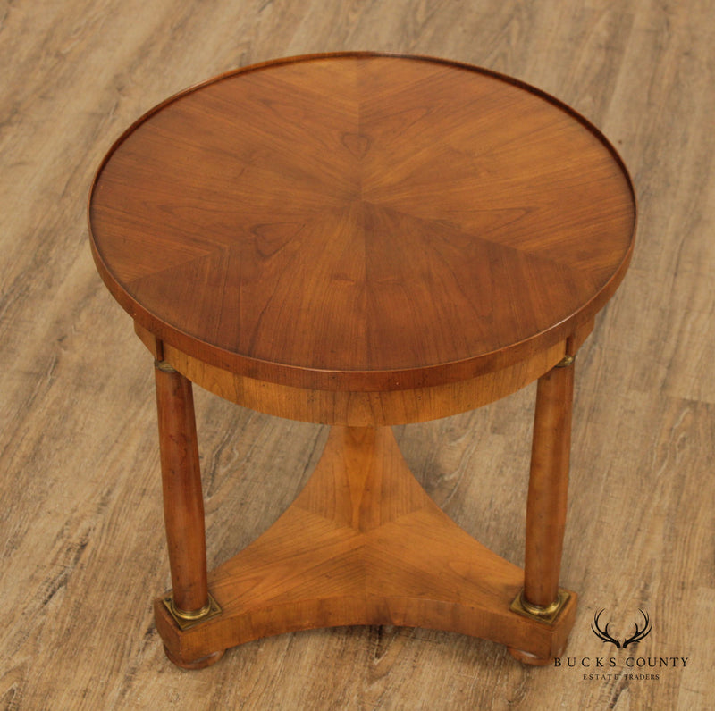 Baker Empire Style Walnut Round Side Table