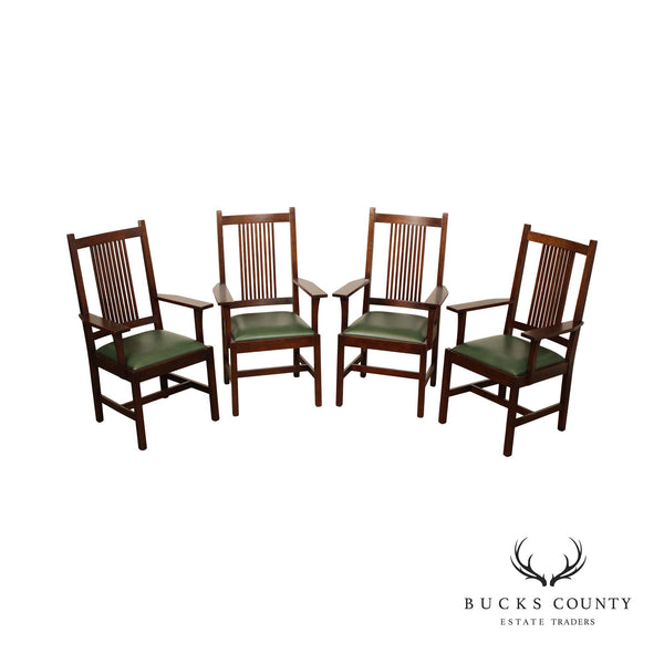 Stickley Mission Collection Set of Four Oak Spindle Dining Chairs