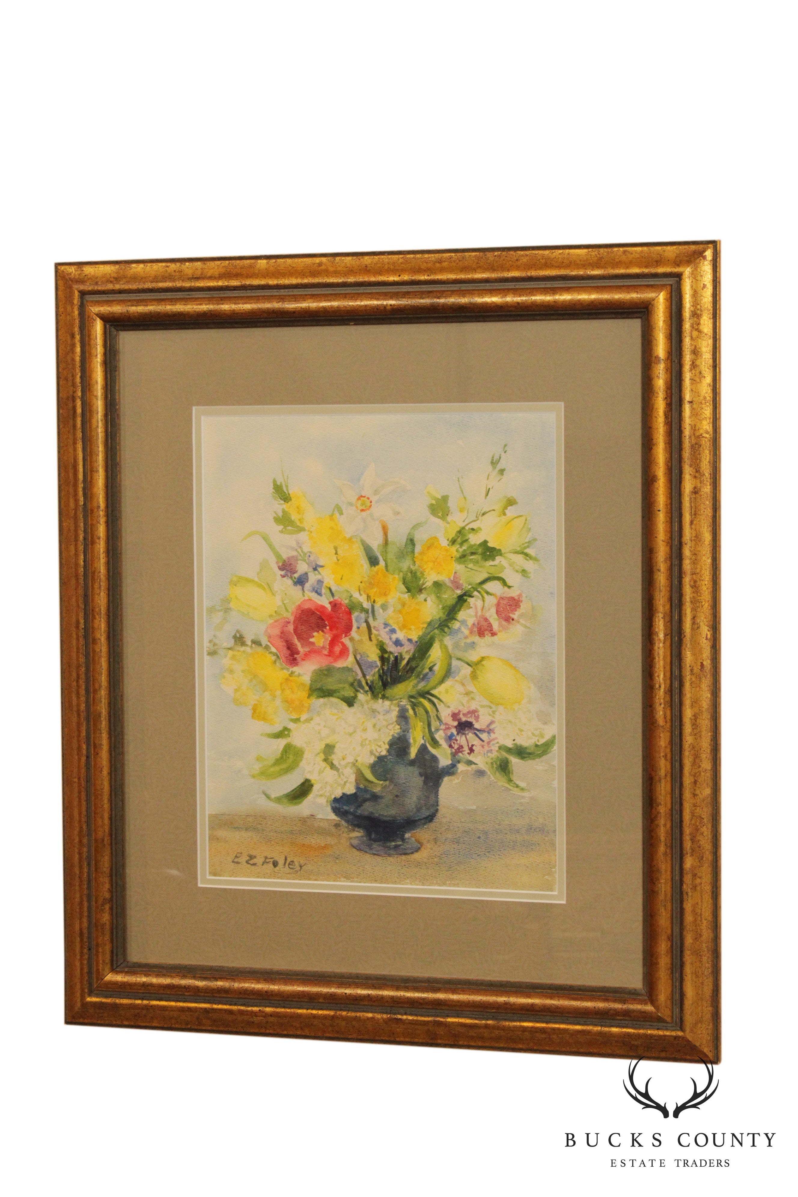 EZ Foley Original Watercolor Painting Still Life of Flowers