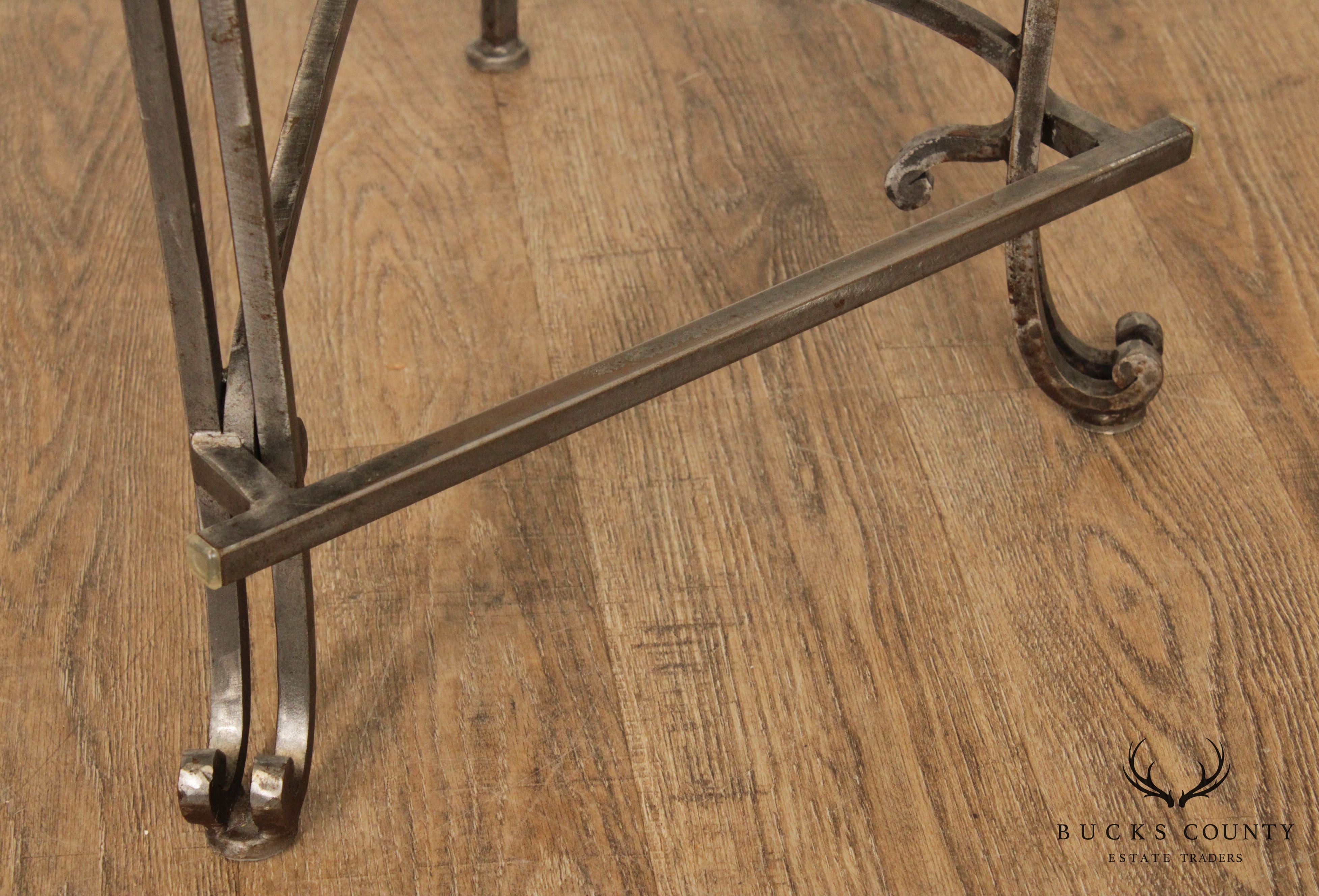 Quality Set of Three Wrought Iron Counter Stools