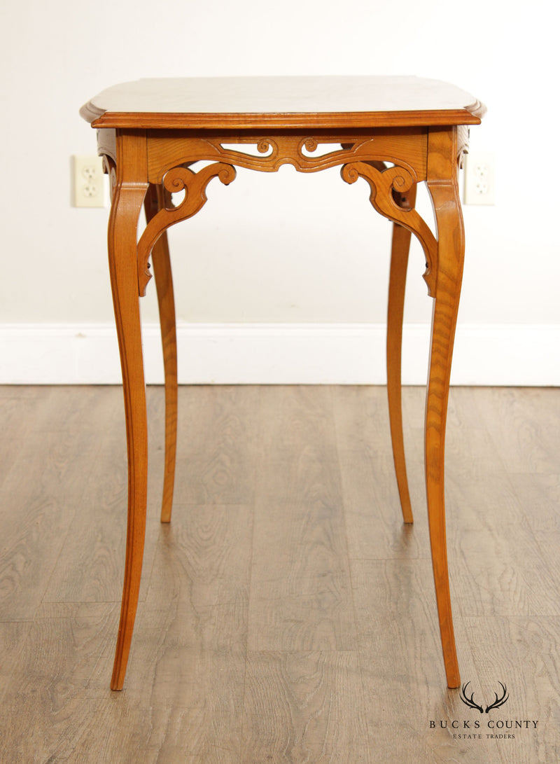 French Art Nouveau Antique Marquetry Inlaid Table