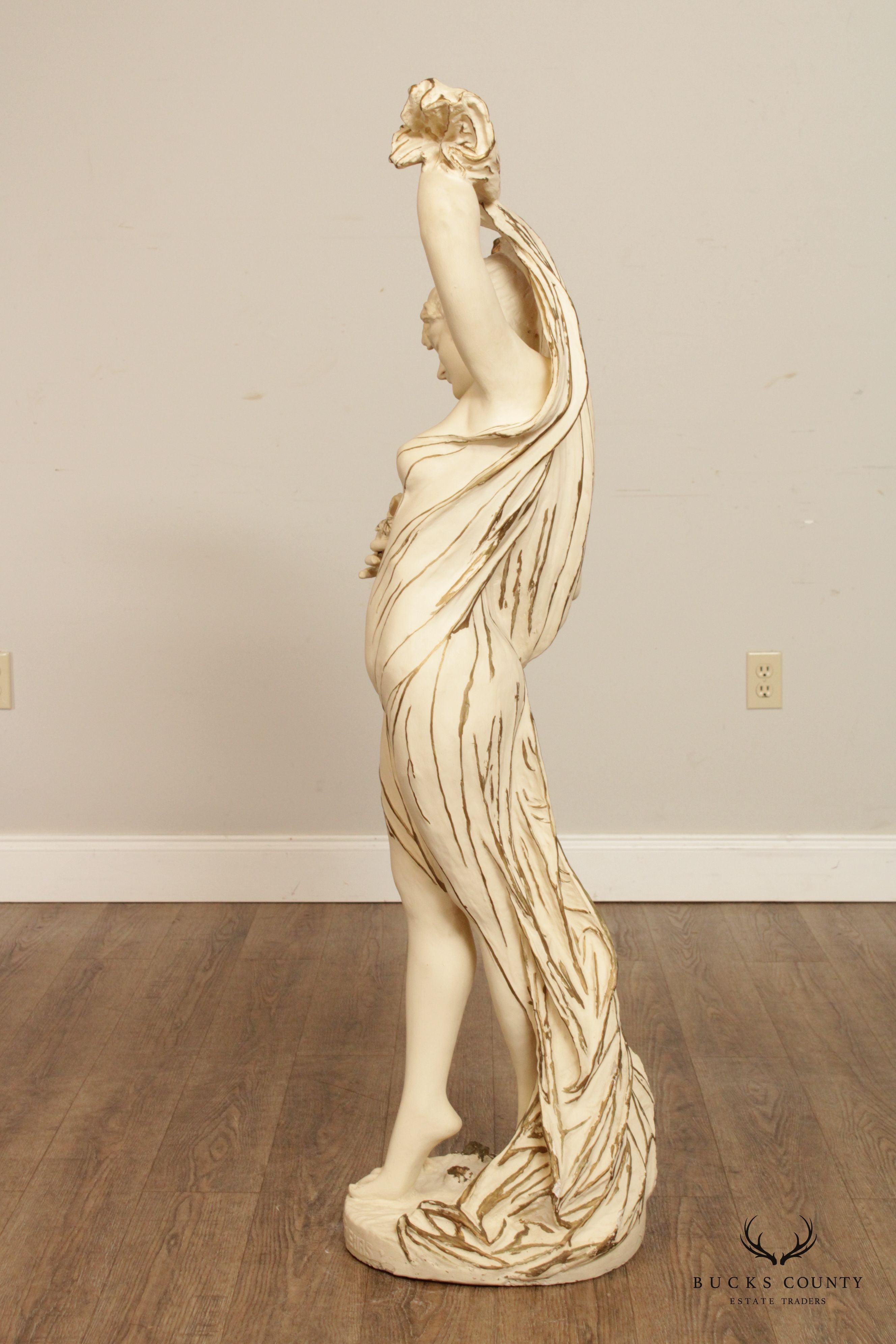 Vintage French 'La Danse de Fleurs' Life-Size Figural Plaster Statue