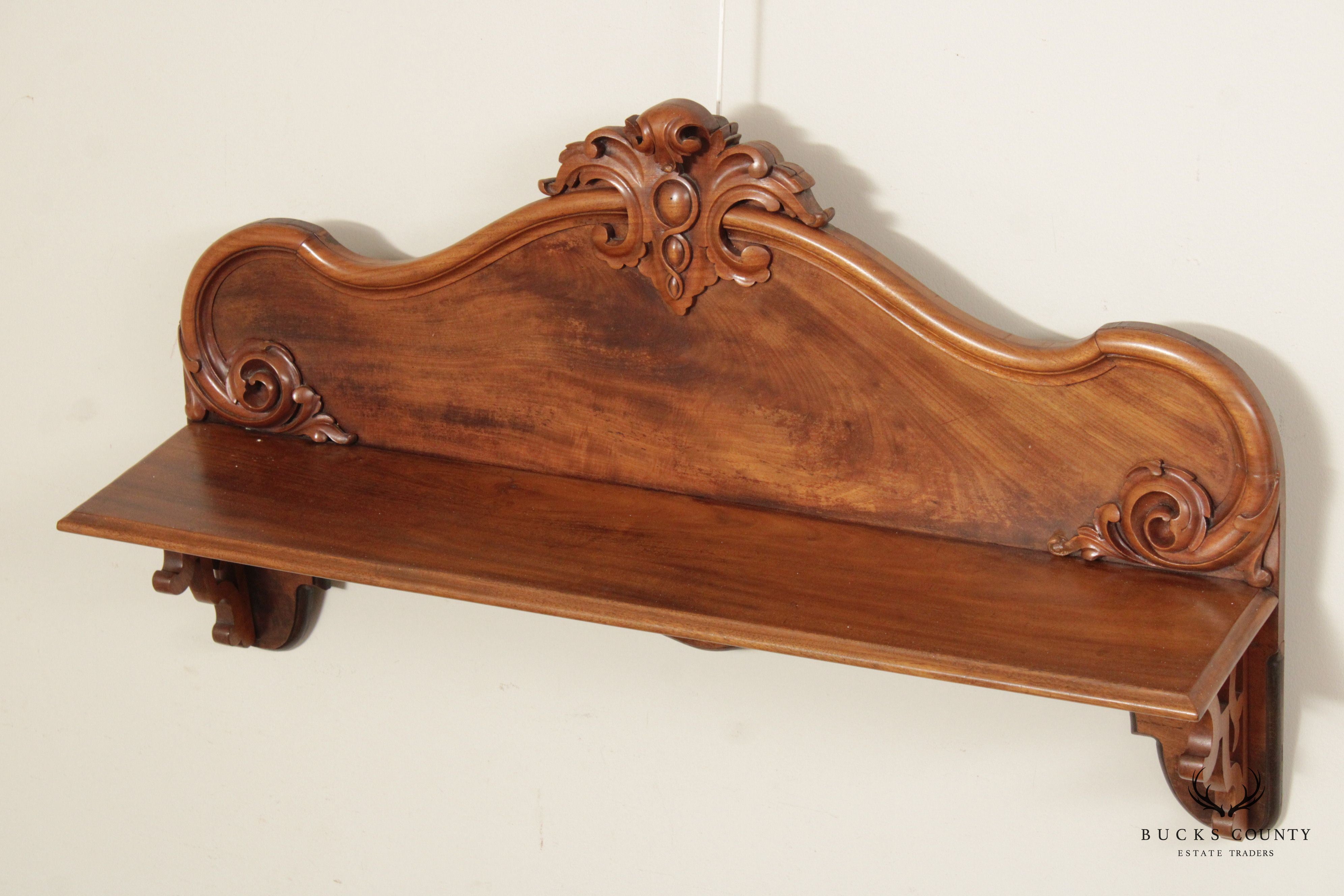 Victorian Carved Walnut Hanging Wall Shelf