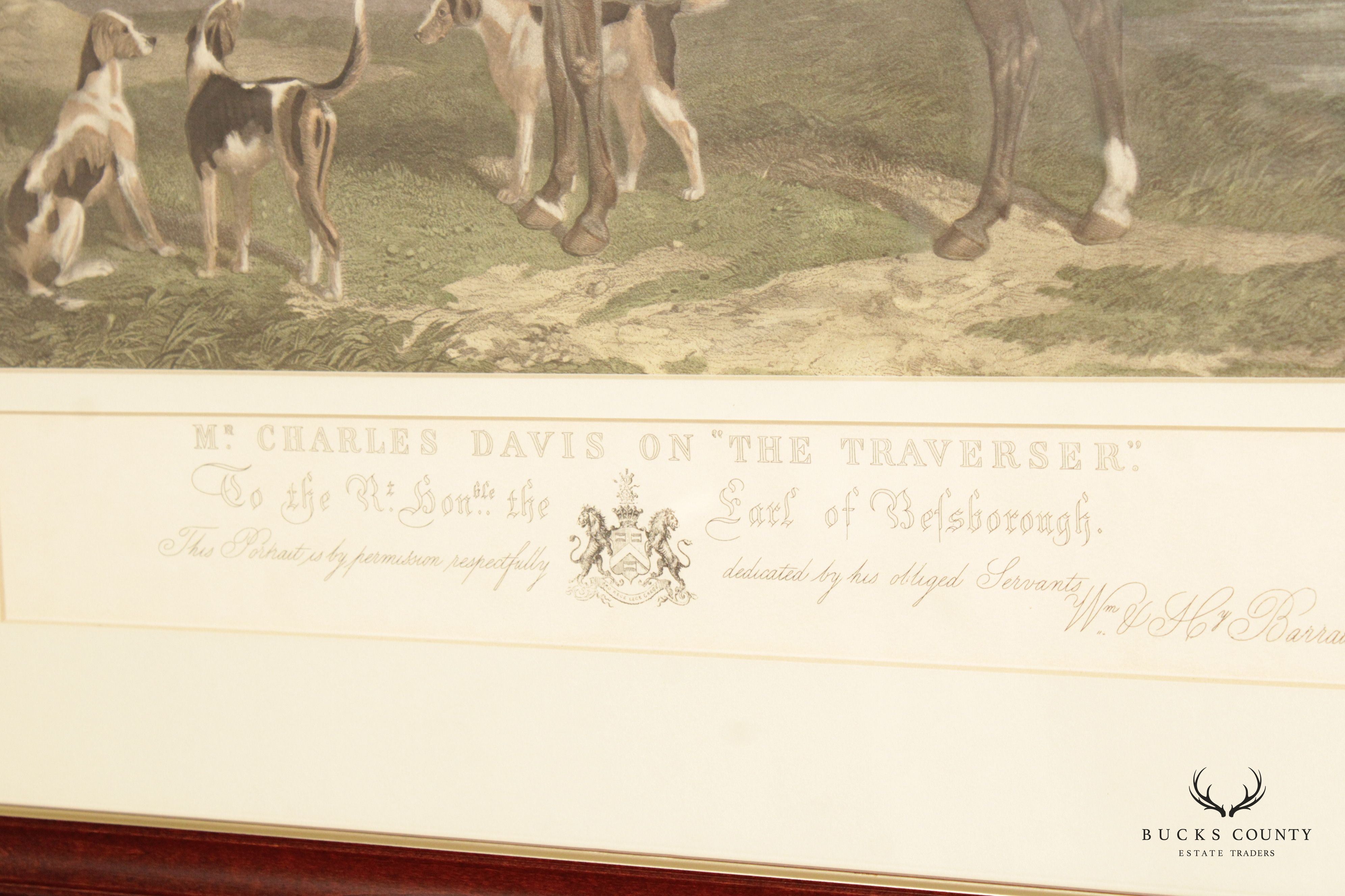 Antique English 'Mr. Charles Davis on the Traverse' Colored Engraving by Edward Hacker