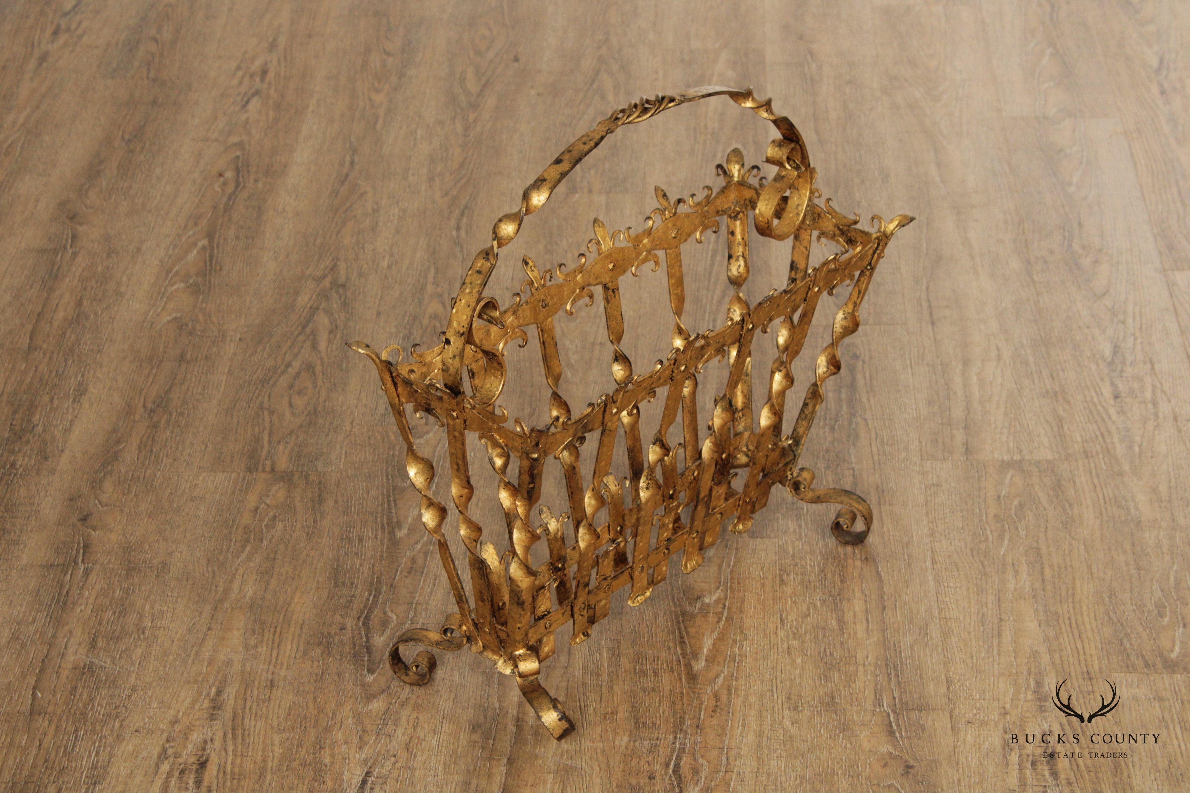 Mid Century Italian Gilt Metal Magazine Holder