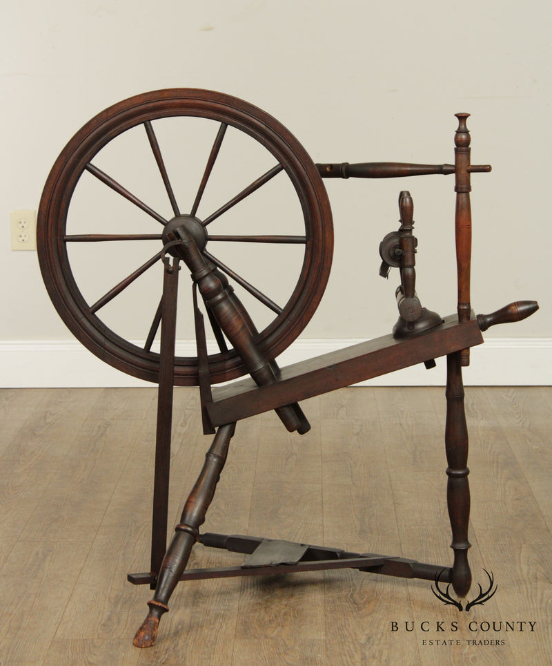 Antique Primitive Wooden Spinning Wheel