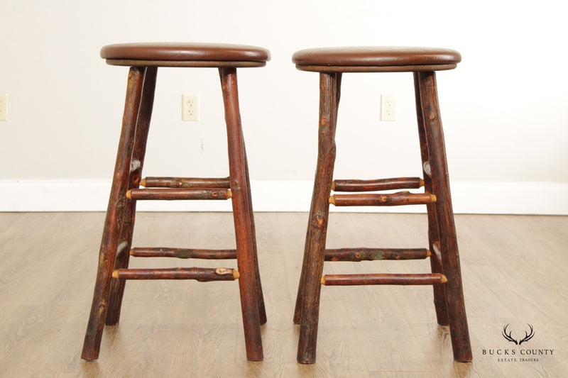 Old Hickory Pair Rustic Bar Stools