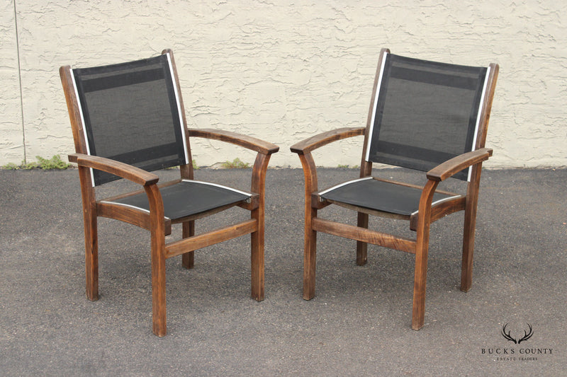 Kingsley-Bate Pair Teak Outdoor Patio Armchairs