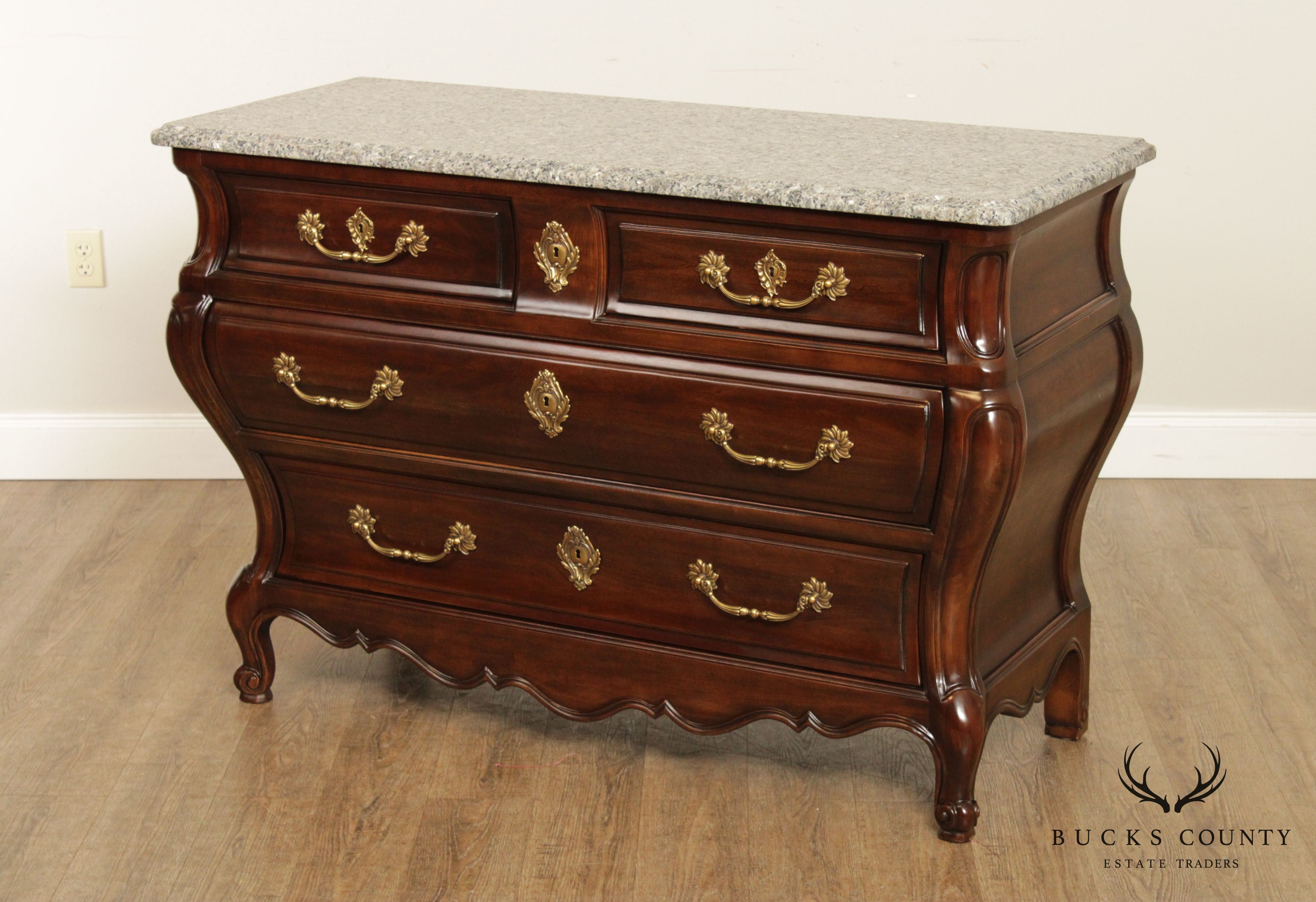 E J Victor French Louis XV Style Bombe Commode Chest