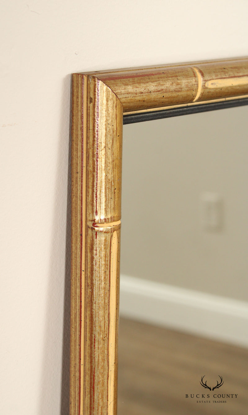 Hollywood Regency Faux Bamboo Gold Frame Wall Mirror