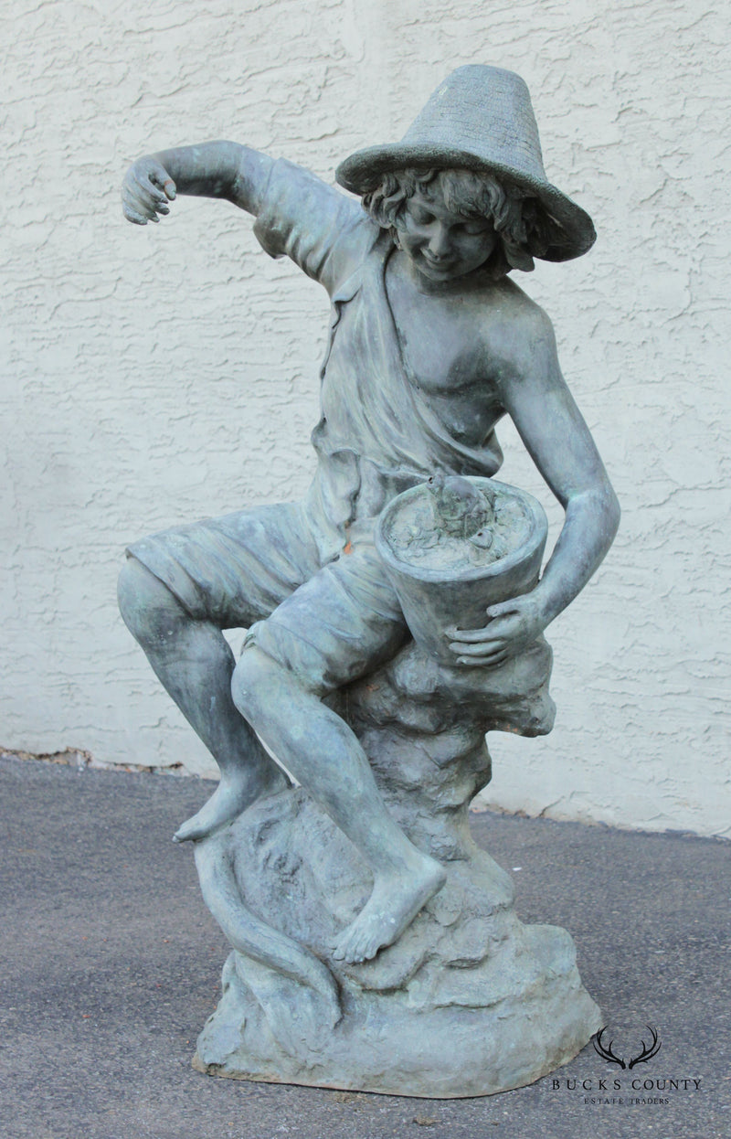 Child Holding Jug Bronze Outdoor Garden Fountain Sculpture