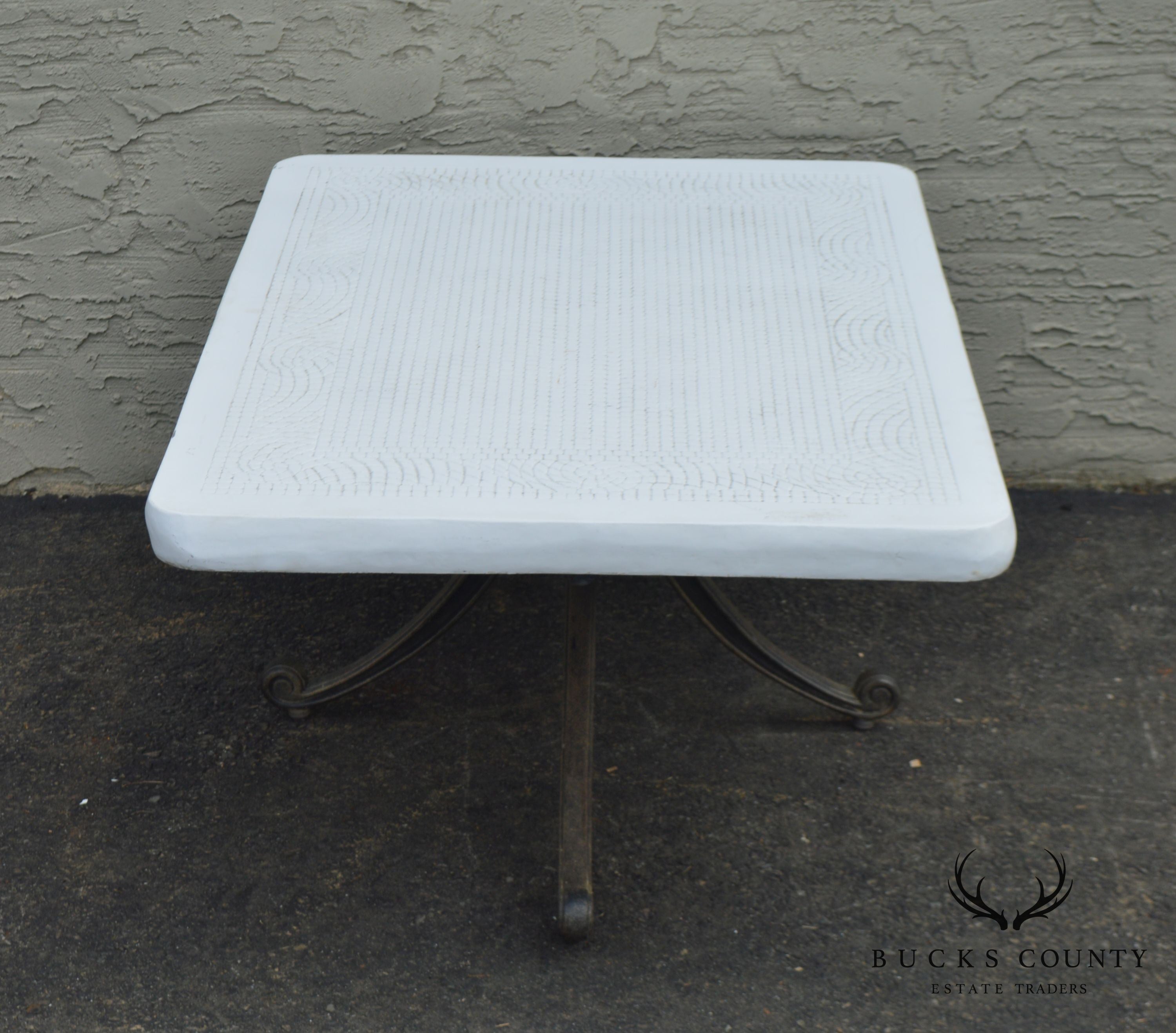 Quality Cast Aluminum & Faux Stone Top Patio Coffee or Coctail Table